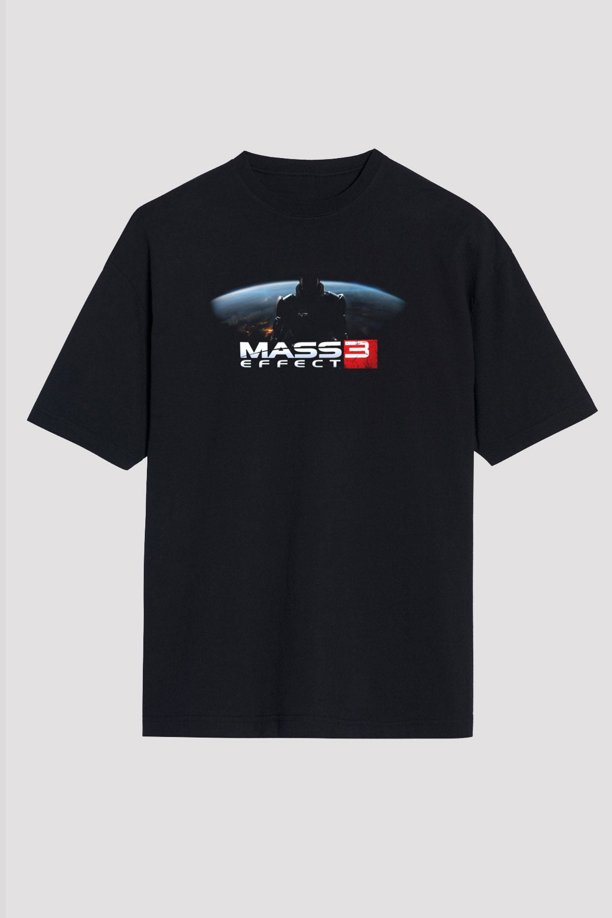 Mass Effect Siyah Unisex Oversize Tişört T-Shirt