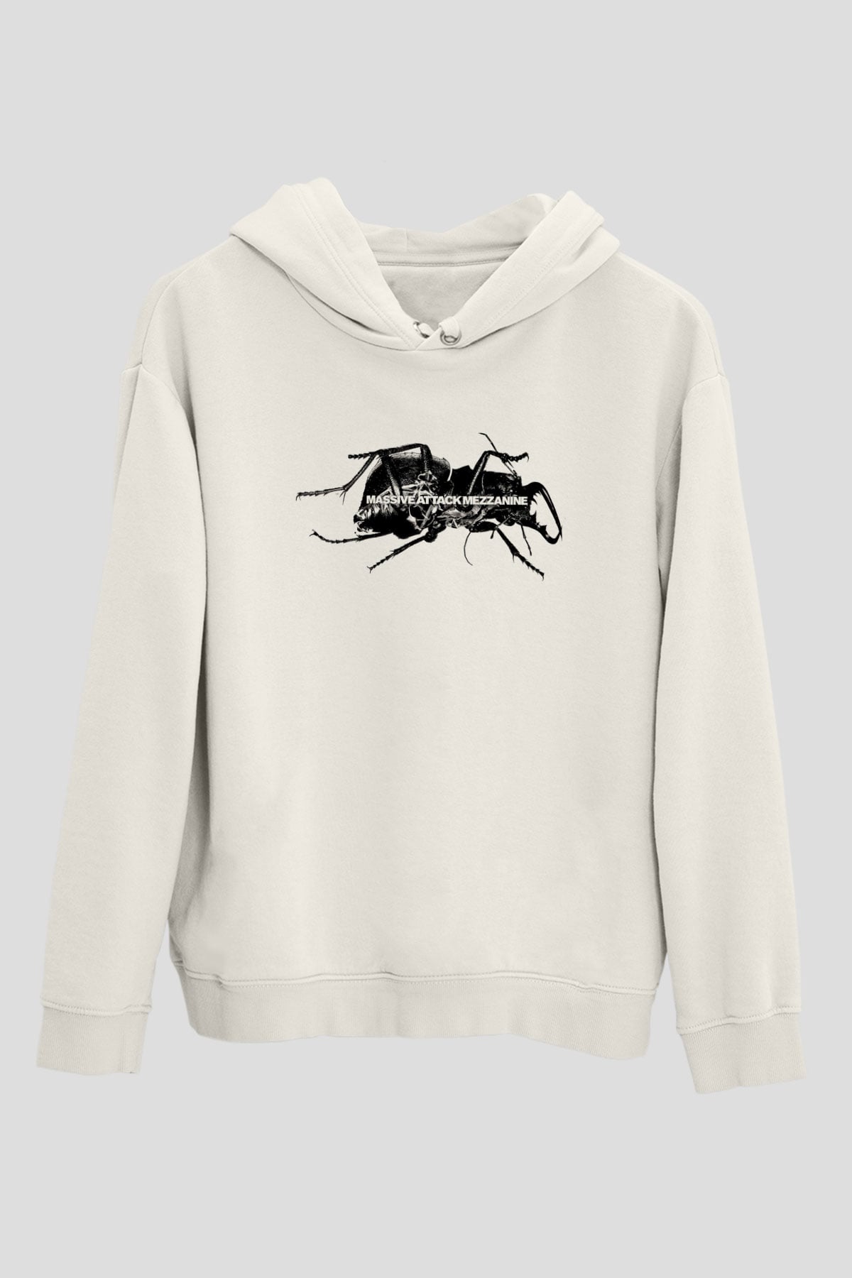 Massive Attack Baskılı Beyaz Unisex Kapüşonlu Sweatshirt