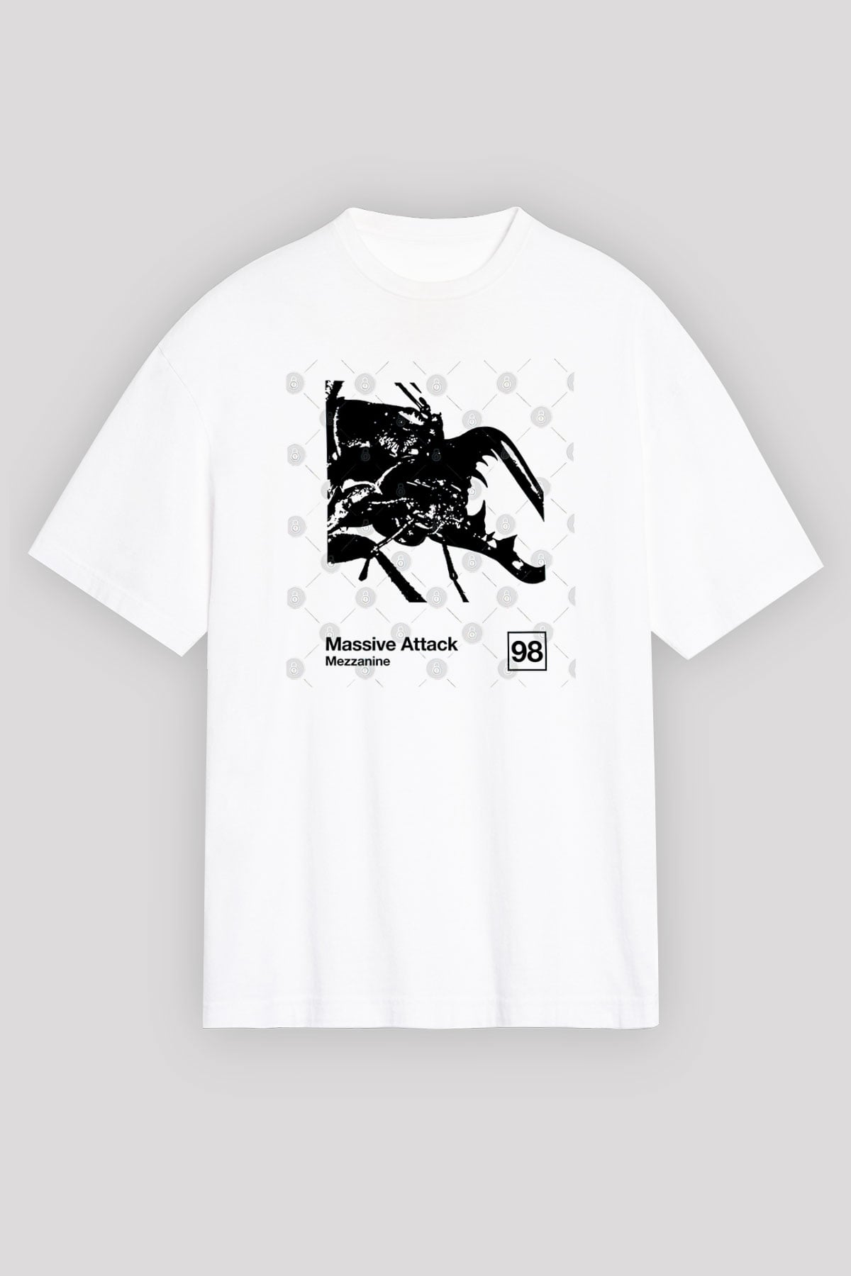 Massive Attack Baskılı Beyaz Unisex Oversize Tişört - Tshirt