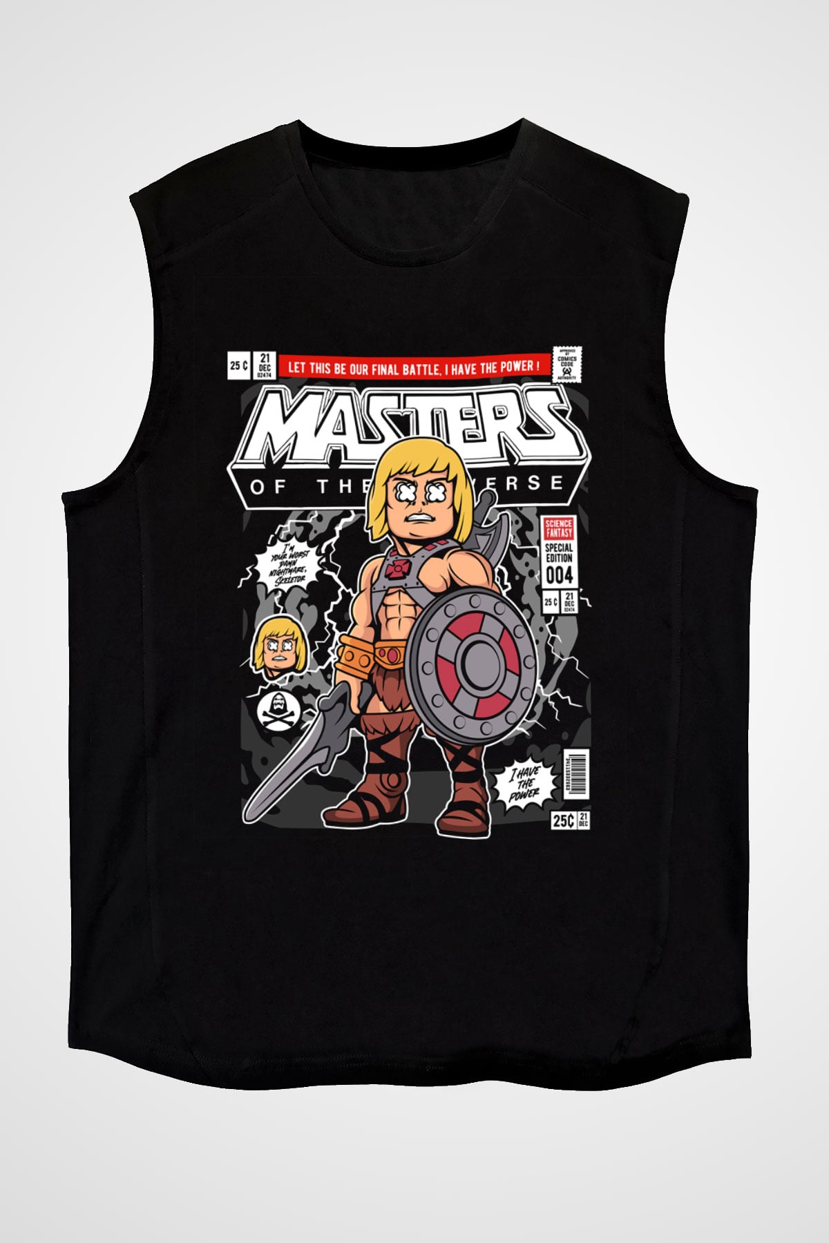 Master Baskılı Unisex Siyah Kolsuz Tişört