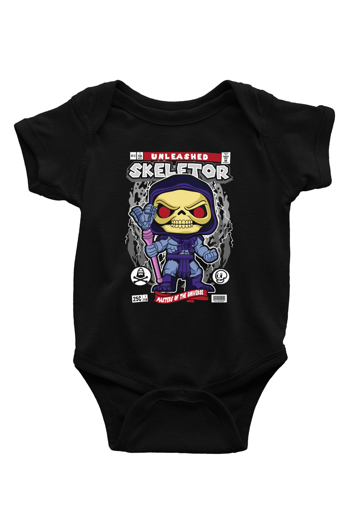Master Of Universe Baskılı Unisex Siyah Bebek Body - Zıbın