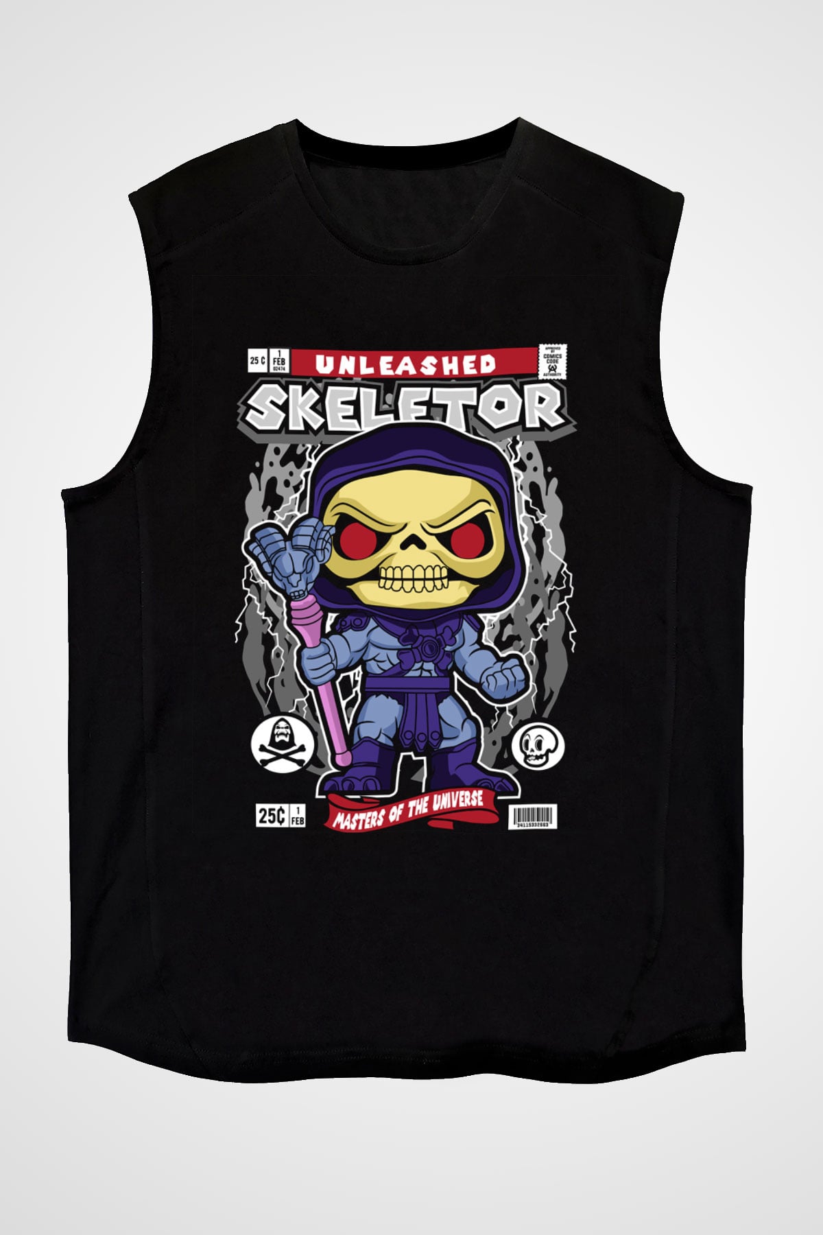 Master Of Universe Baskılı Unisex Siyah Kolsuz Tişört