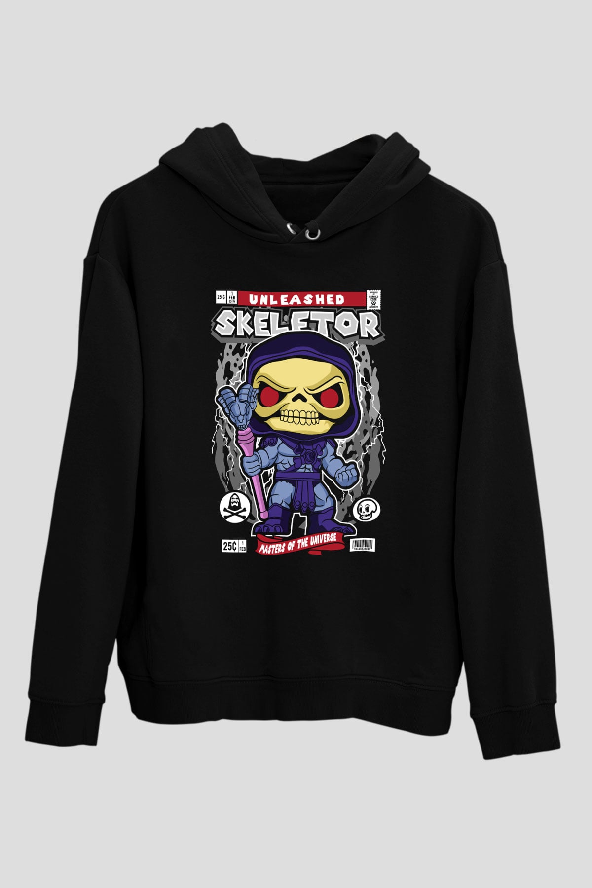 Master Of Universe Baskılı Unisex Siyah Hoodie