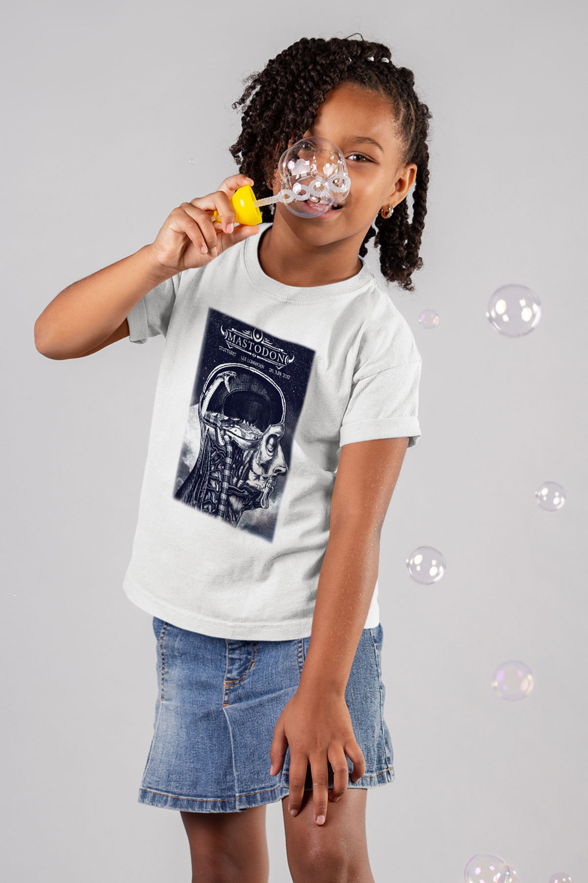 Mastodon Baskılı Beyaz Unisex Çocuk Tişört