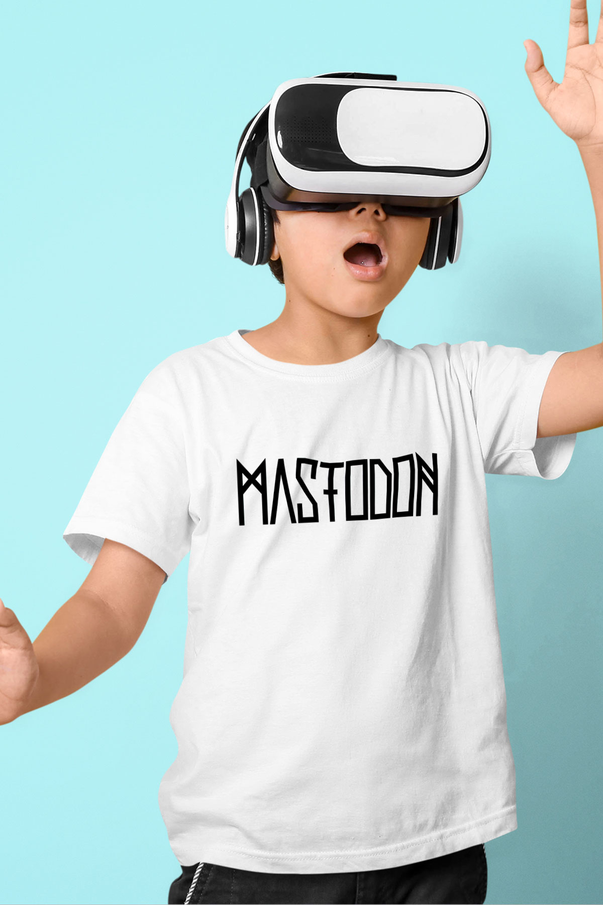 Mastodon Baskılı Beyaz Unisex Çocuk Tişört