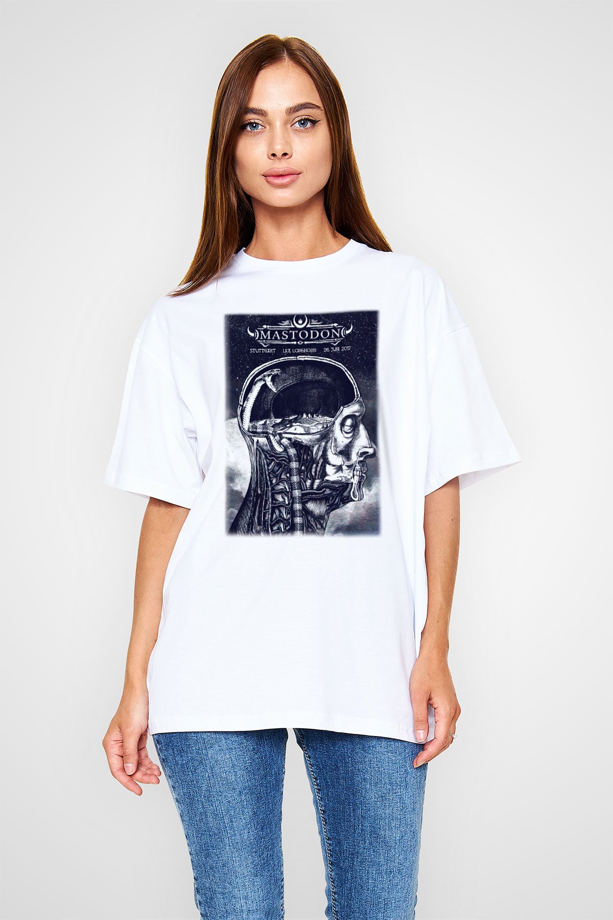 Mastodon Beyaz Unisex Oversize Tişört T-Shirt