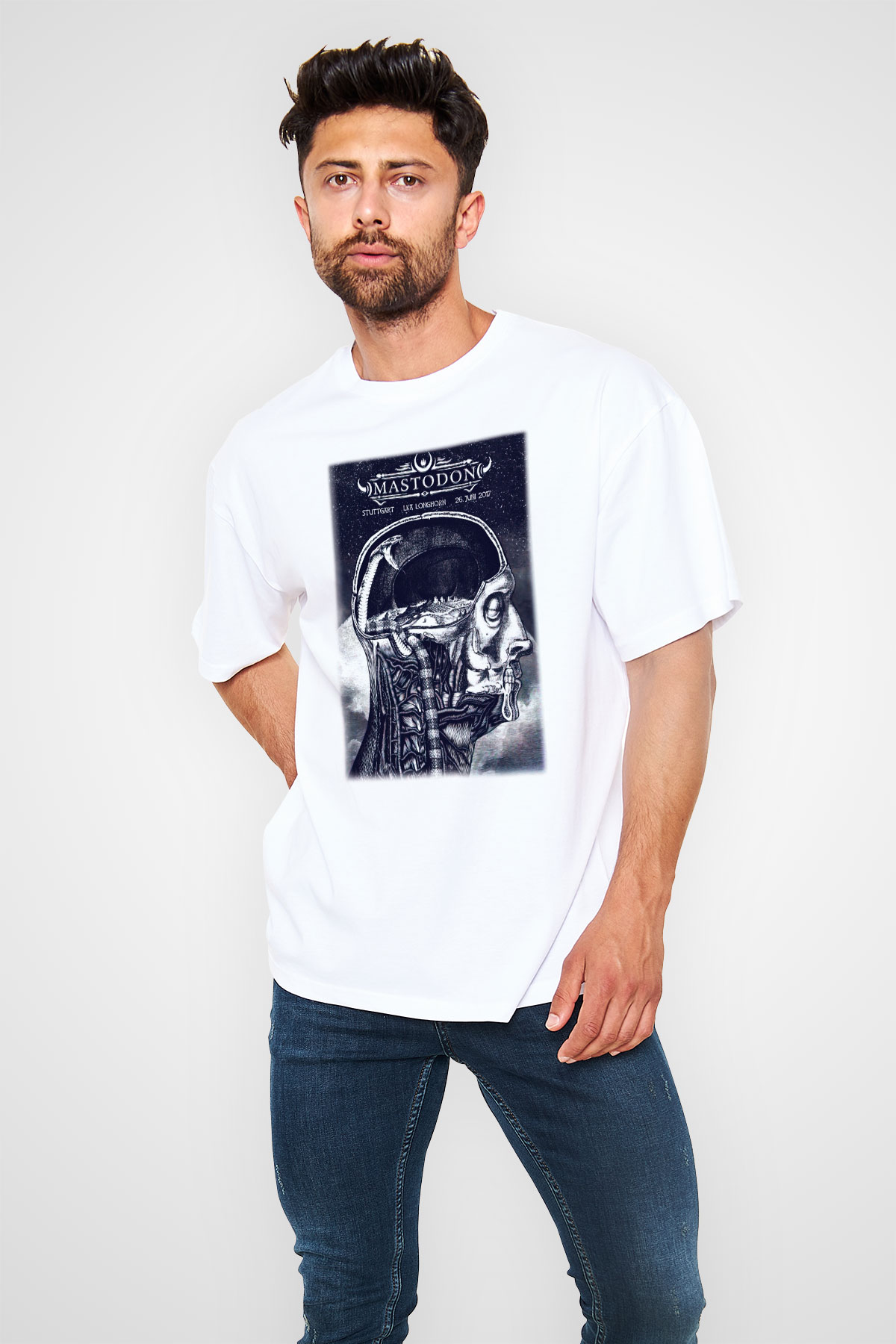 Mastodon Beyaz Unisex Oversize Tişört T-Shirt