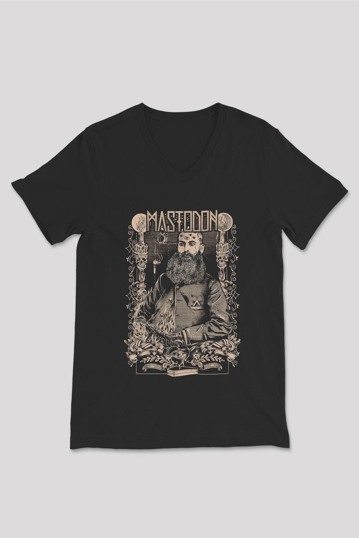 Mastodon Siyah Unisex V Yaka Tişört T-Shirt