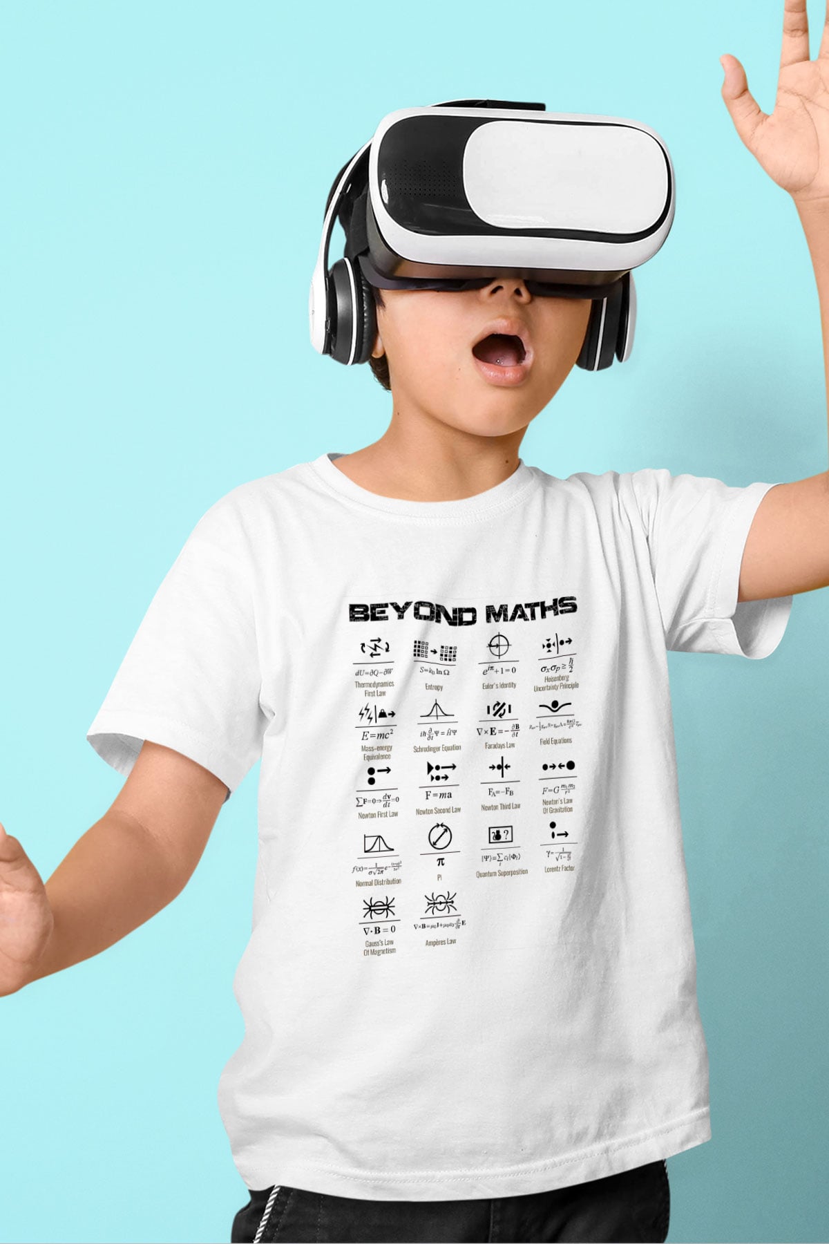 Matematiğin Ötesinde Baskılı Unisex Beyaz Çocuk Tişörtü - Tshirt