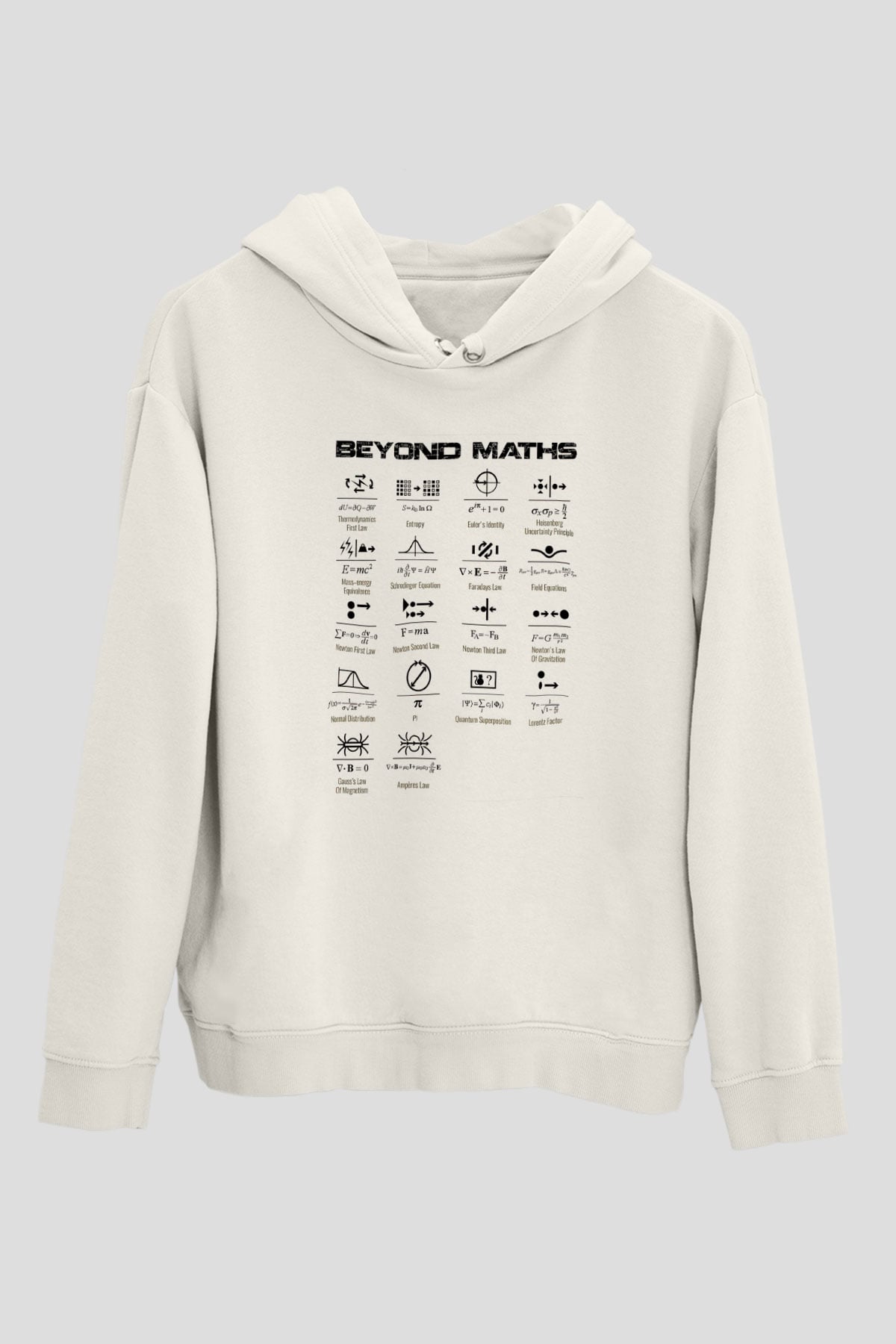 Matematiğin Ötesinde Baskılı Unisex Ekru Hoodie