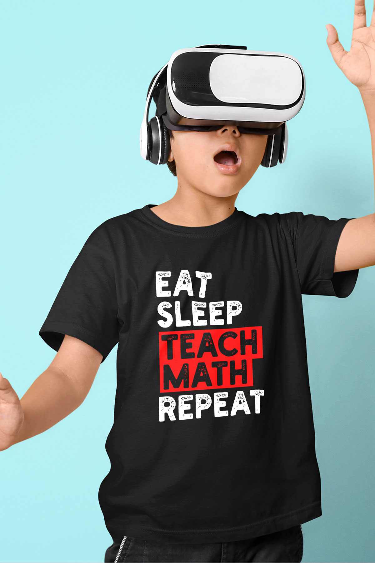 Matematik Öğretmeni Baskılı Unisex Siyah Çocuk Tişörtü - Tshirt