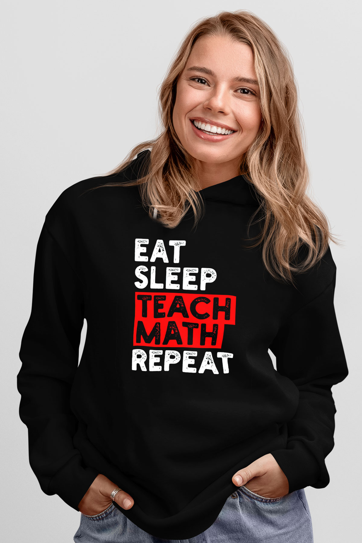 Matematik Öğretmeni Baskılı Unisex Siyah Kapüşonlu Sweatshirt