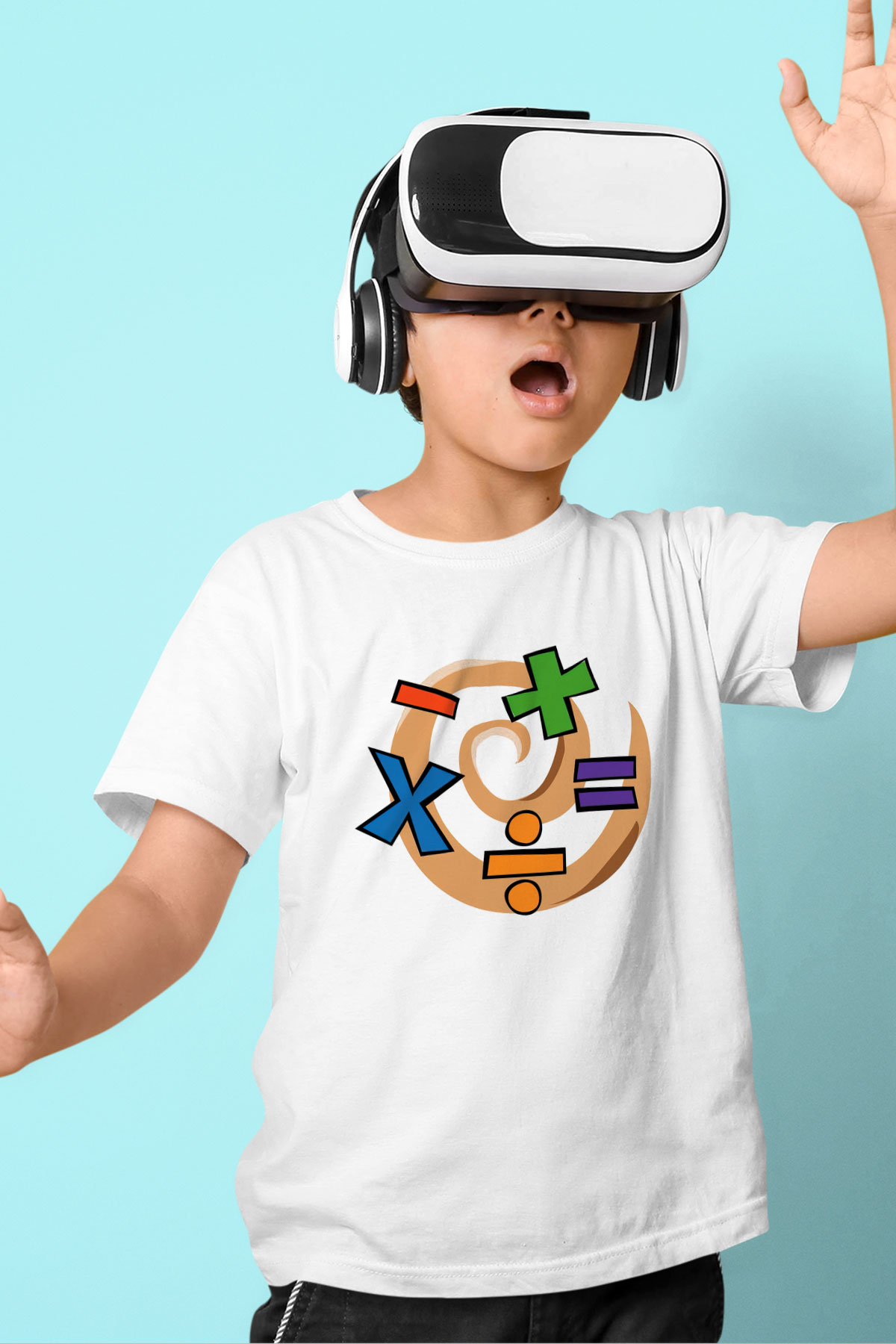 Matematikçi Baskılı Beyaz Unisex Çocuk Tişört