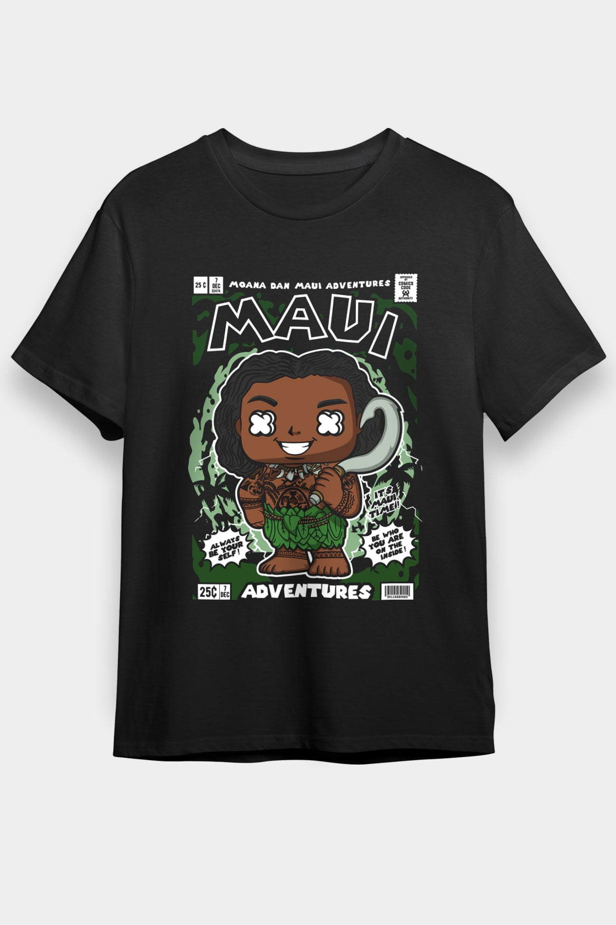 MAUI Baskılı Unisex Siyah Tişört