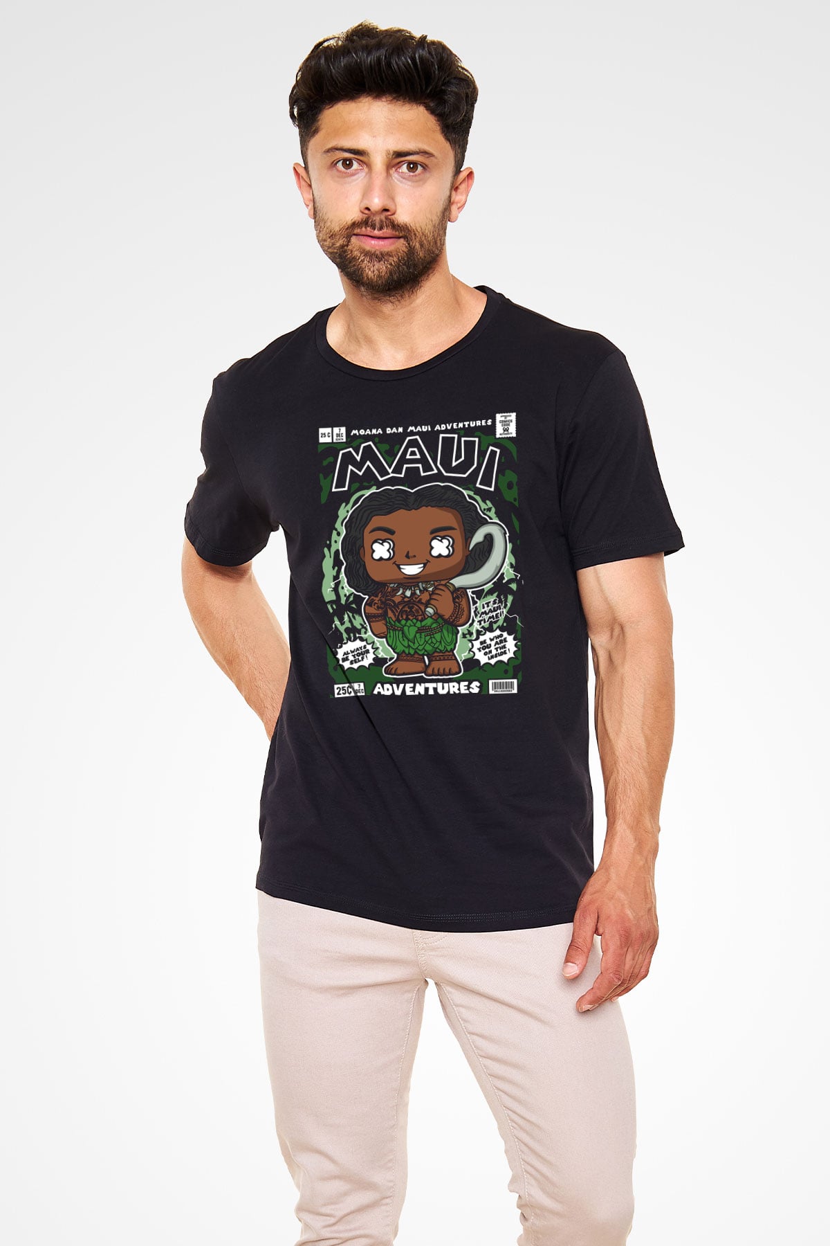 MAUI Baskılı Unisex Siyah Tişört