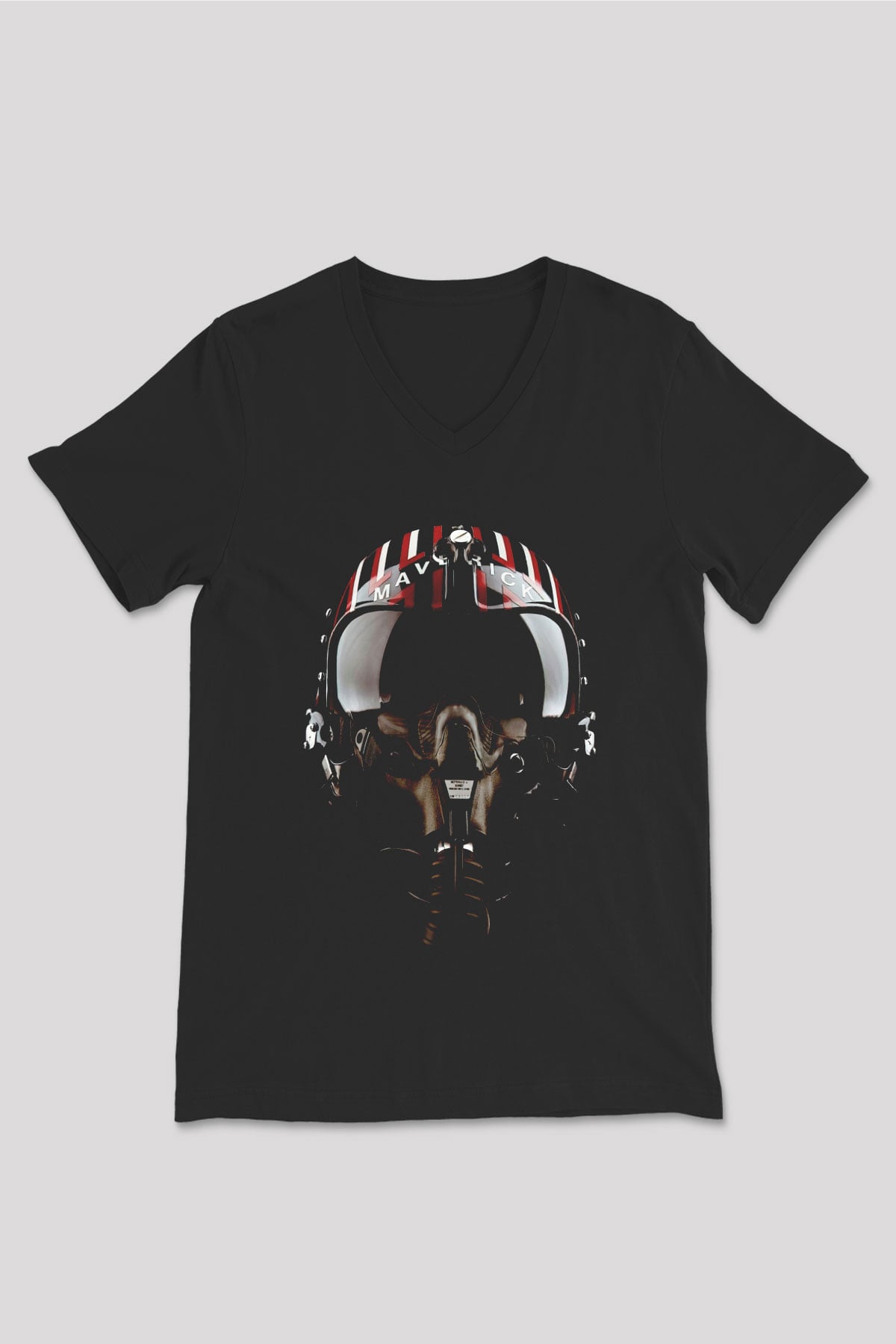 Maveric Pilot Baskılı Unisex Siyah  V Yaka Tişört