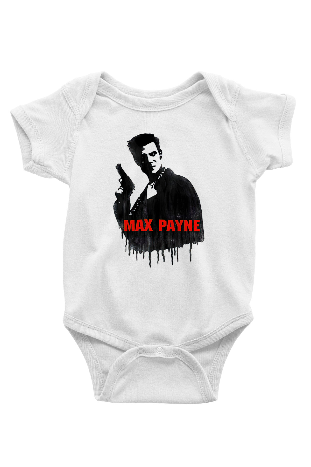 Max Payne Baskılı Beyaz Unisex Bebek Body - Zıbın