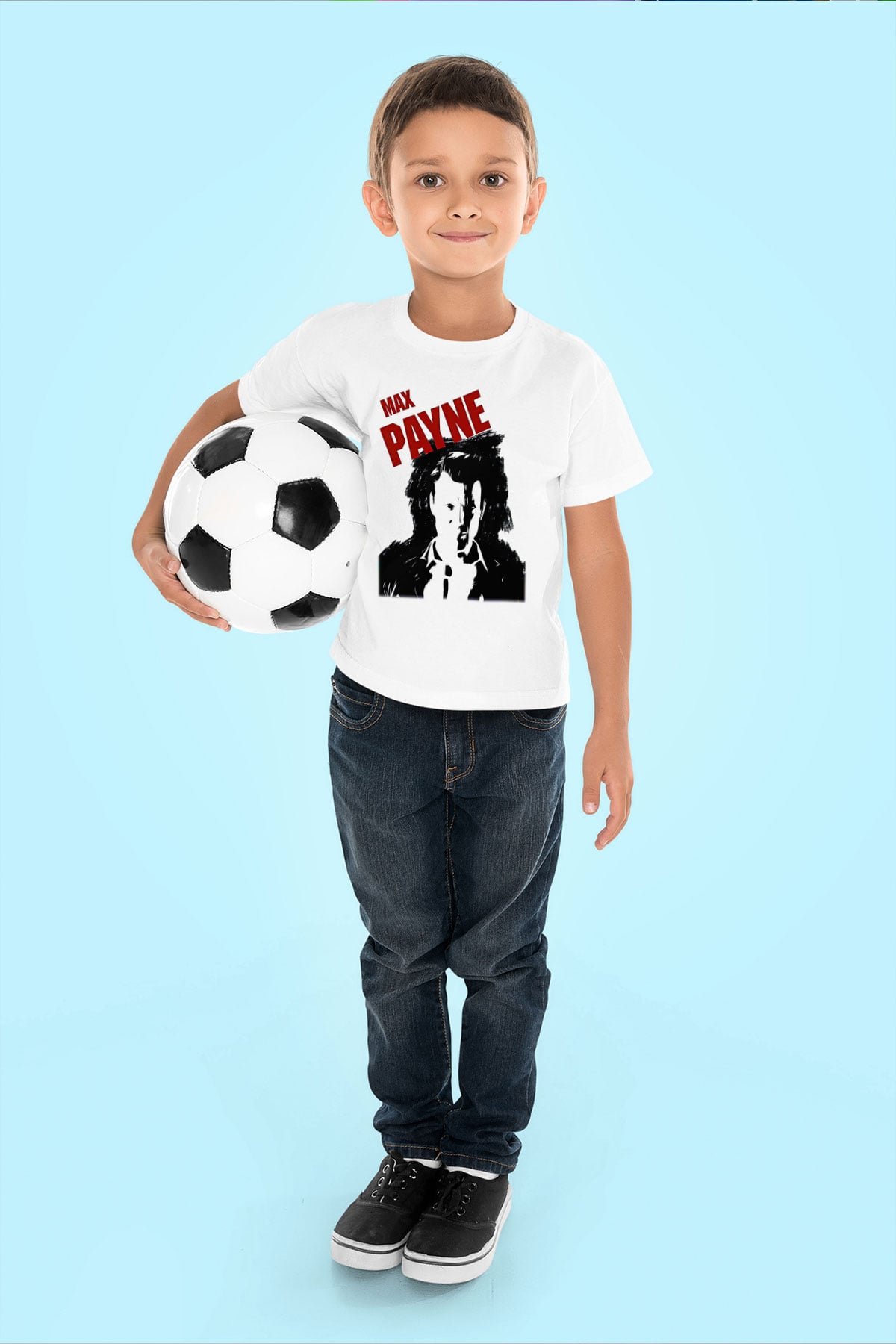 Max Payne Baskılı Beyaz Unisex Beyaz Çocuk Tişört - Tshirt