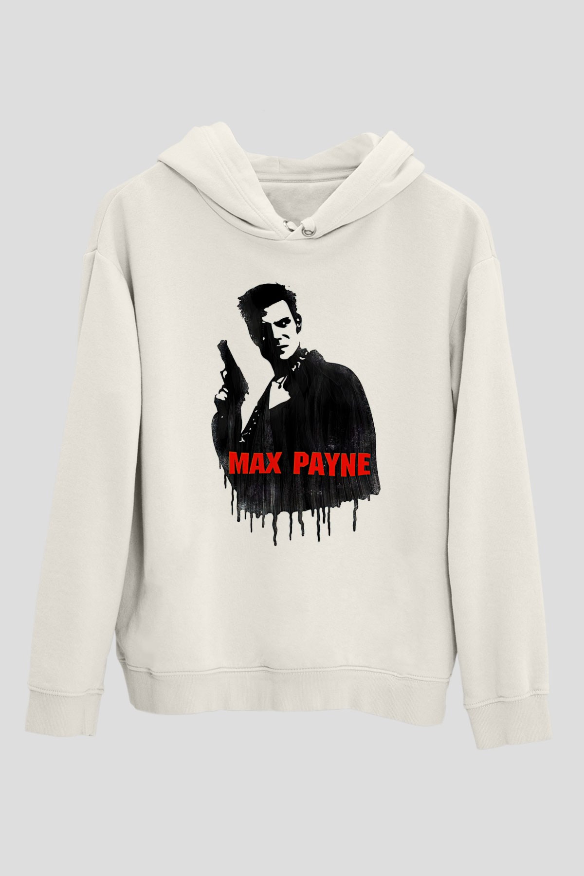 Max Payne Baskılı Beyaz Unisex Kapüşonlu Sweatshirt