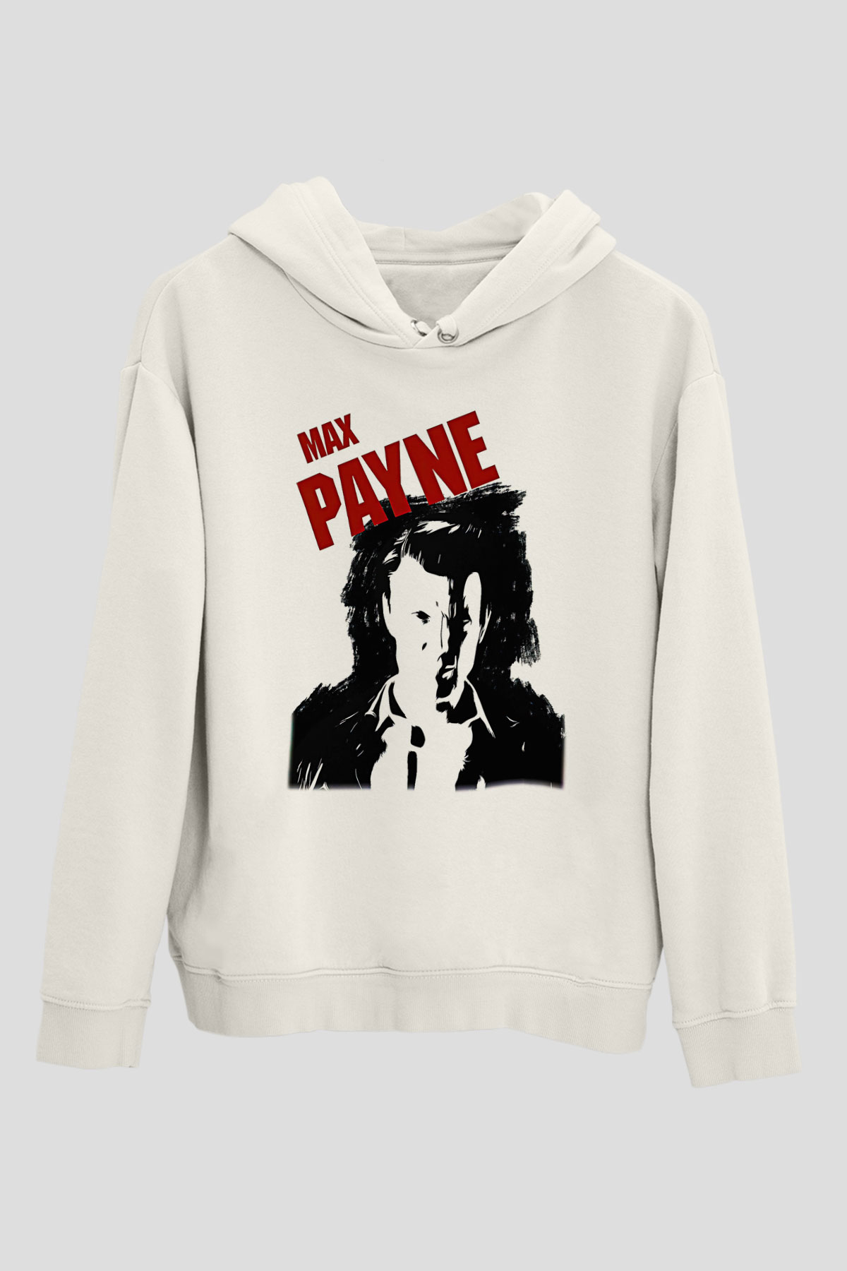 Max Payne Baskılı Beyaz Unisex Kapüşonlu Sweatshirt