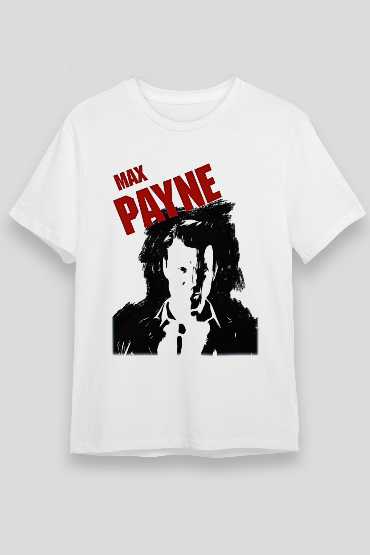 Max Payne Baskılı Unisex Beyaz Tişört - Tshirt