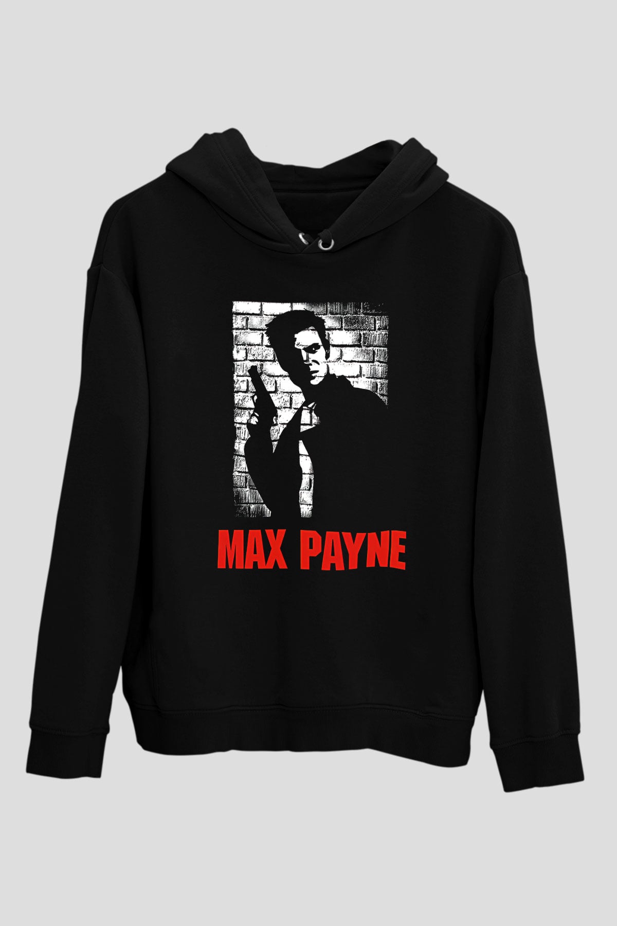 Max Payne Baskılı Unisex Siyah Kapüşonlu Sweatshirt