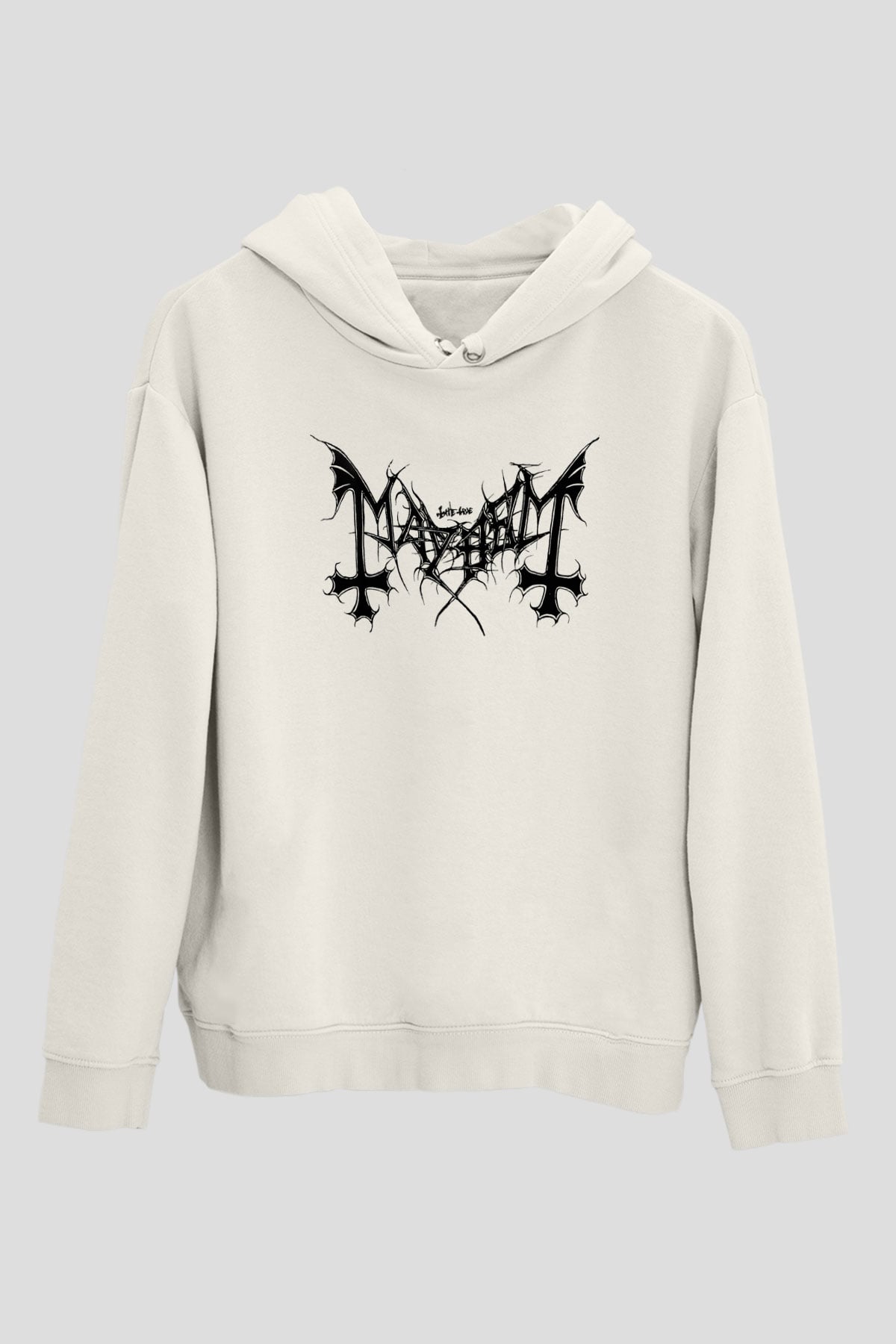Mayhem Beyaz Unisex Kapşonlu Sweatshirt