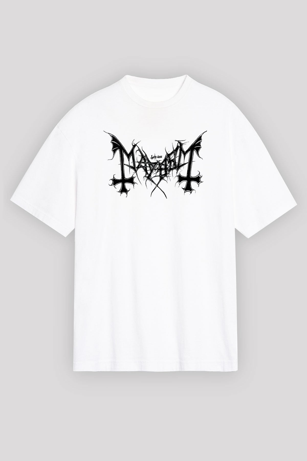 Mayhem Beyaz Unisex Oversize Tişört T-Shirt