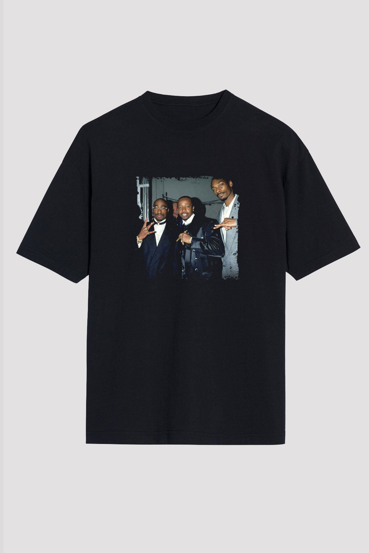 MC Hammer Baskılı Unisex Oversize Siyah Tişört