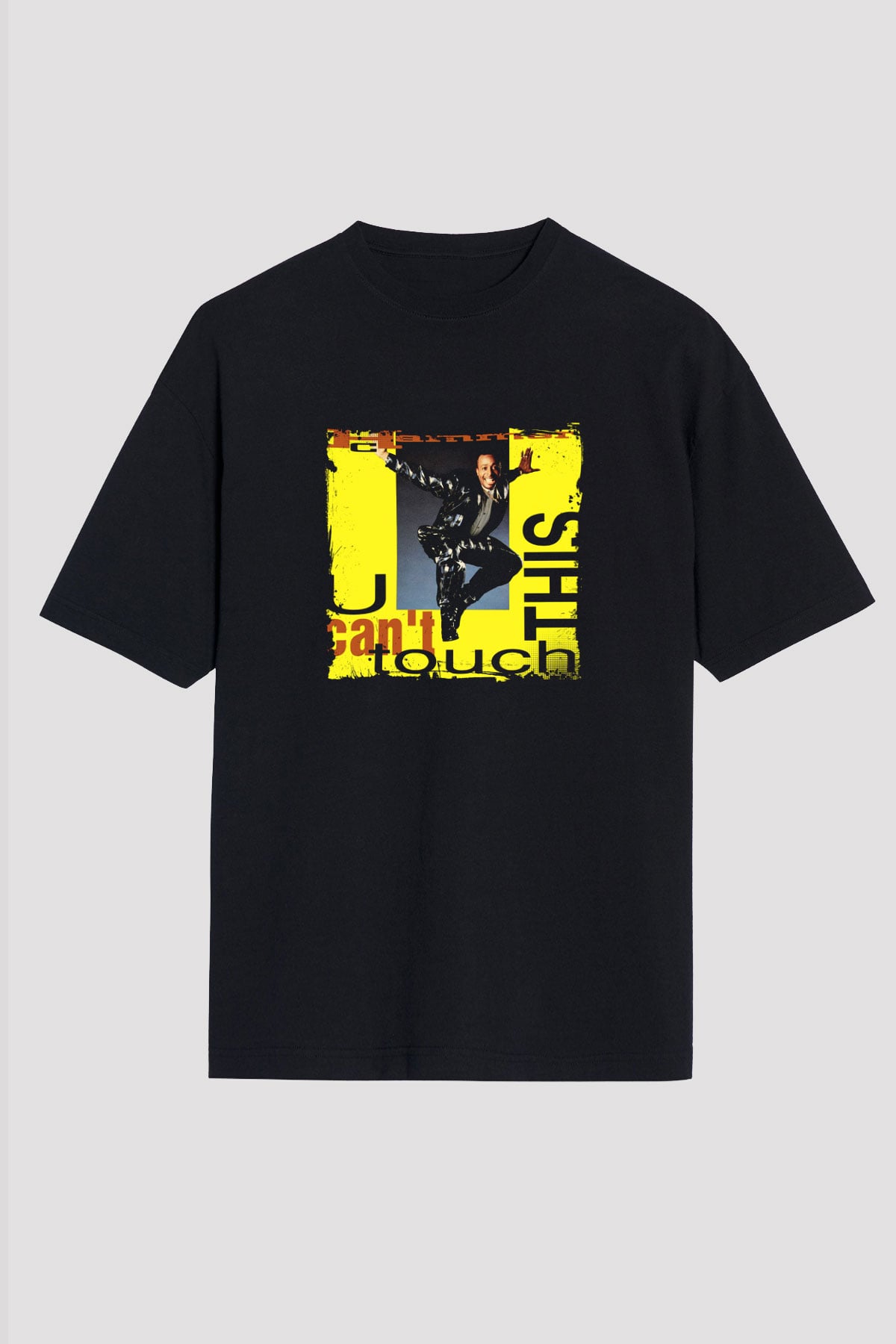 MC Hammer Baskılı Unisex Oversize Siyah Tişört