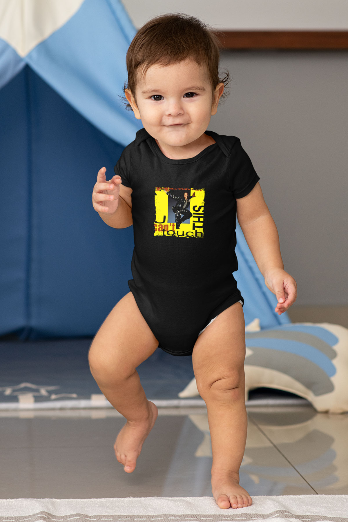 MC Hammer Baskılı Unisex Siyah Bebek Body - Zıbın