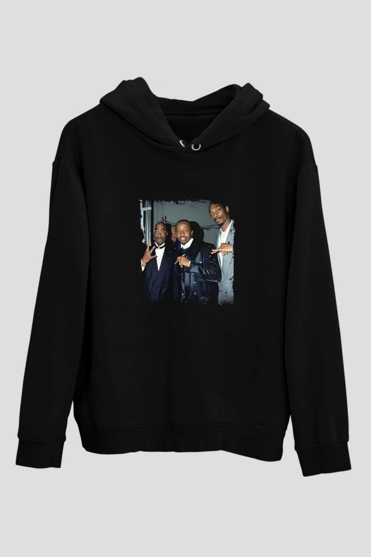 MC Hammer Baskılı Unisex Siyah Hoodie
