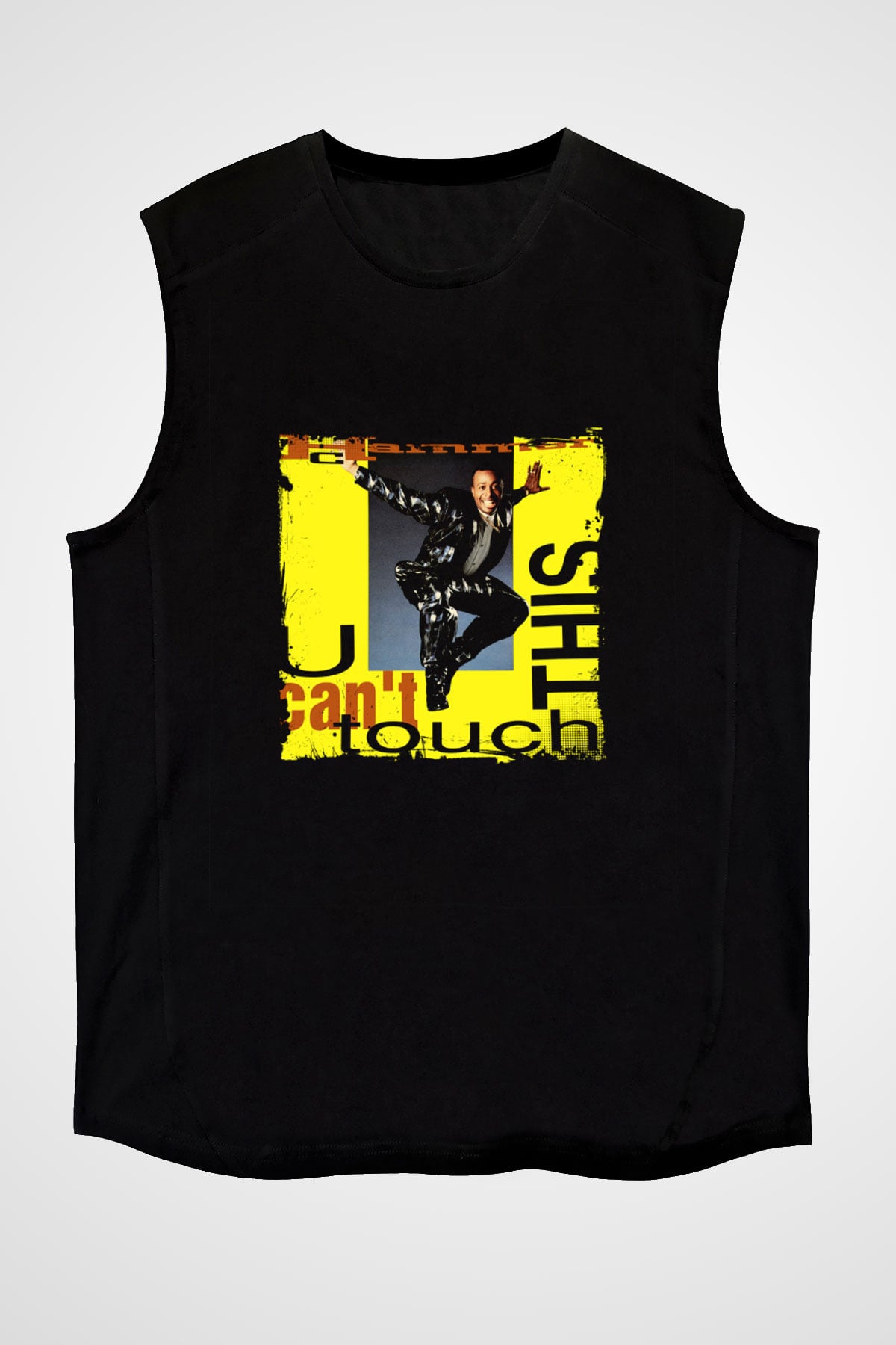 MC Hammer Baskılı Unisex Siyah Kolsuz Tişört