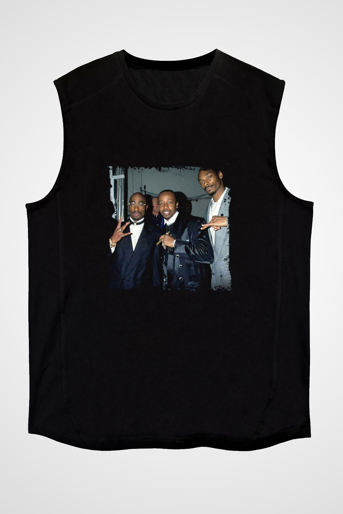 MC Hammer Baskılı Unisex Siyah Kolsuz Tişört