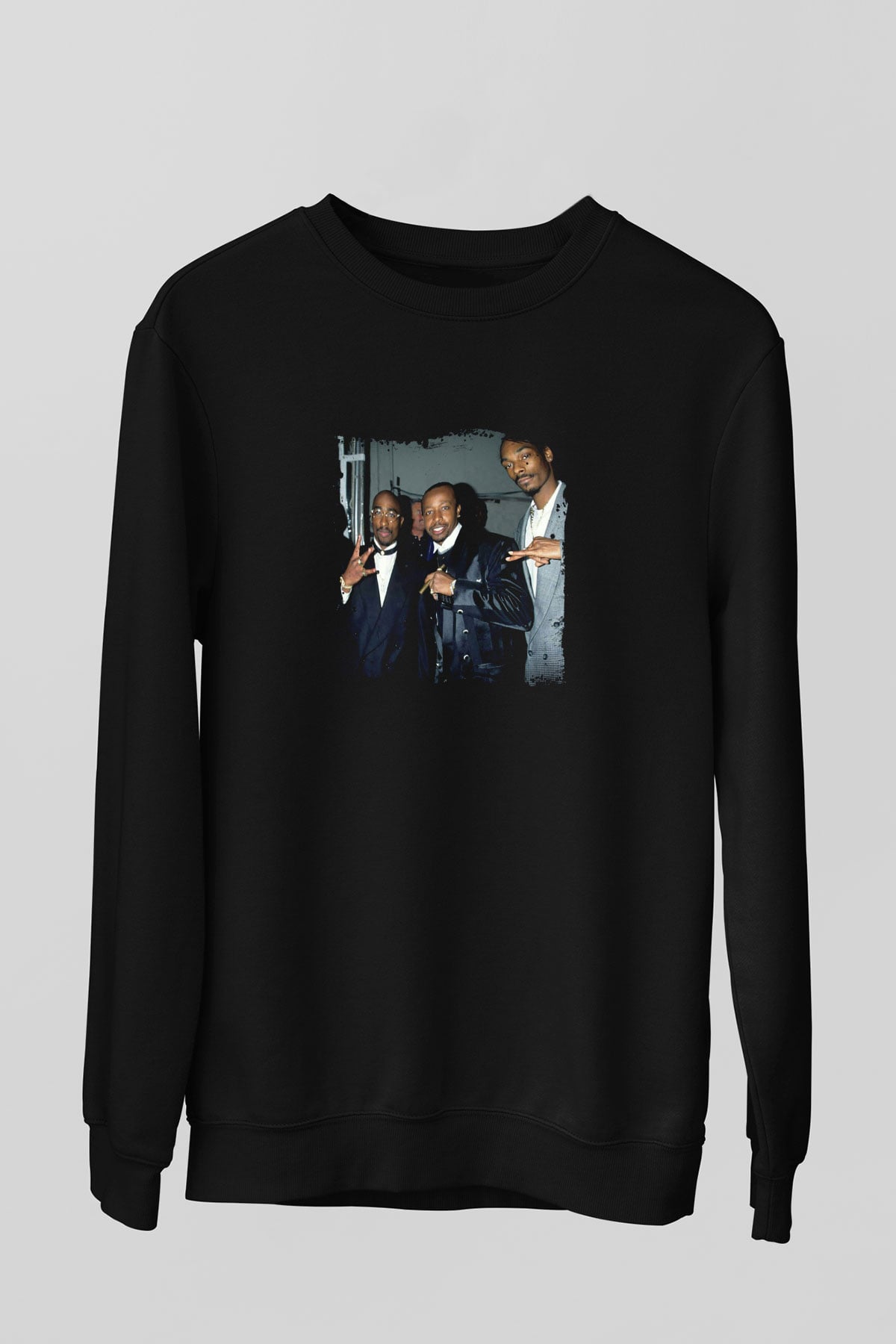 MC Hammer Baskılı Unisex Siyah Sweatshirt