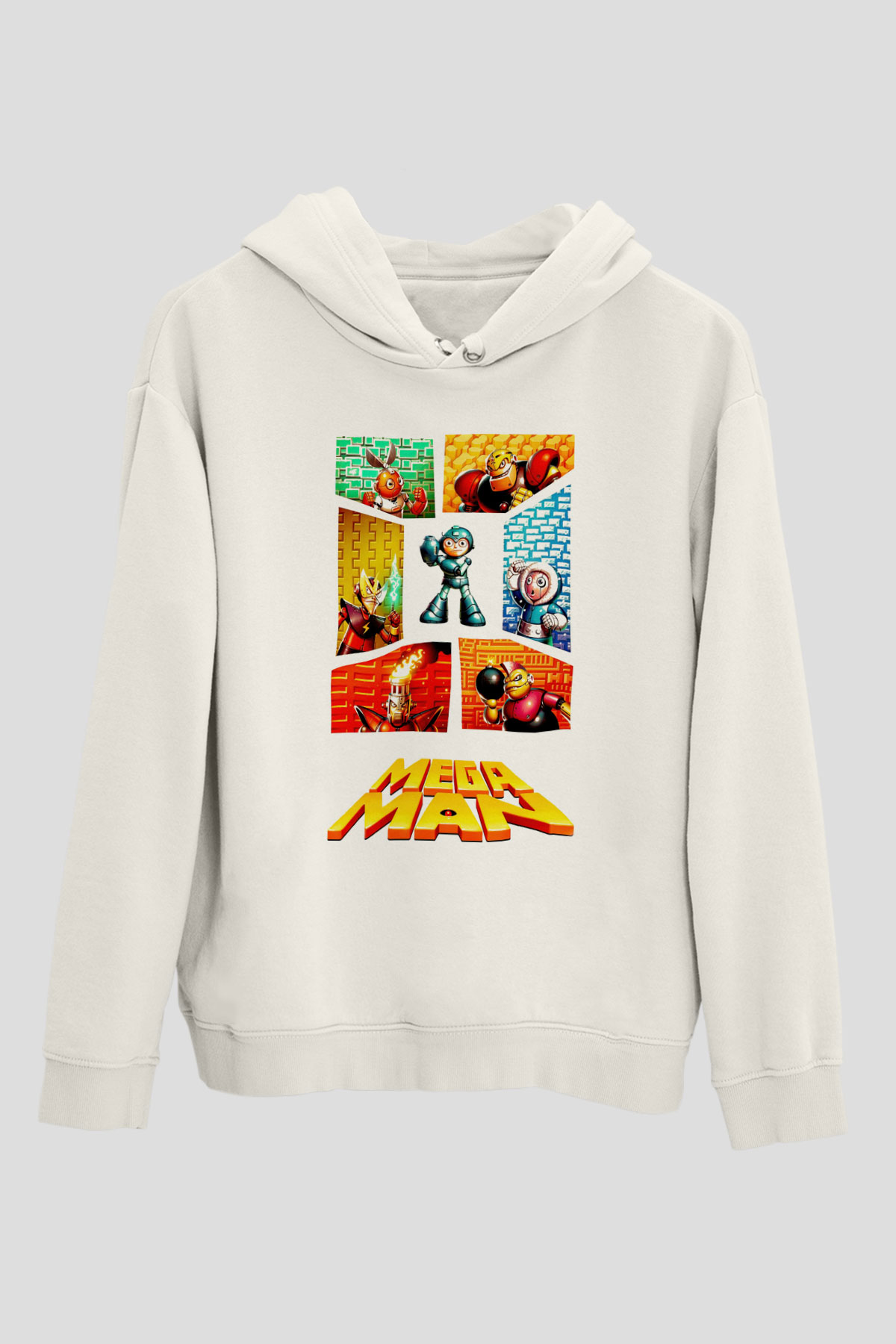 Mega Man Beyaz Unisex Hoodie