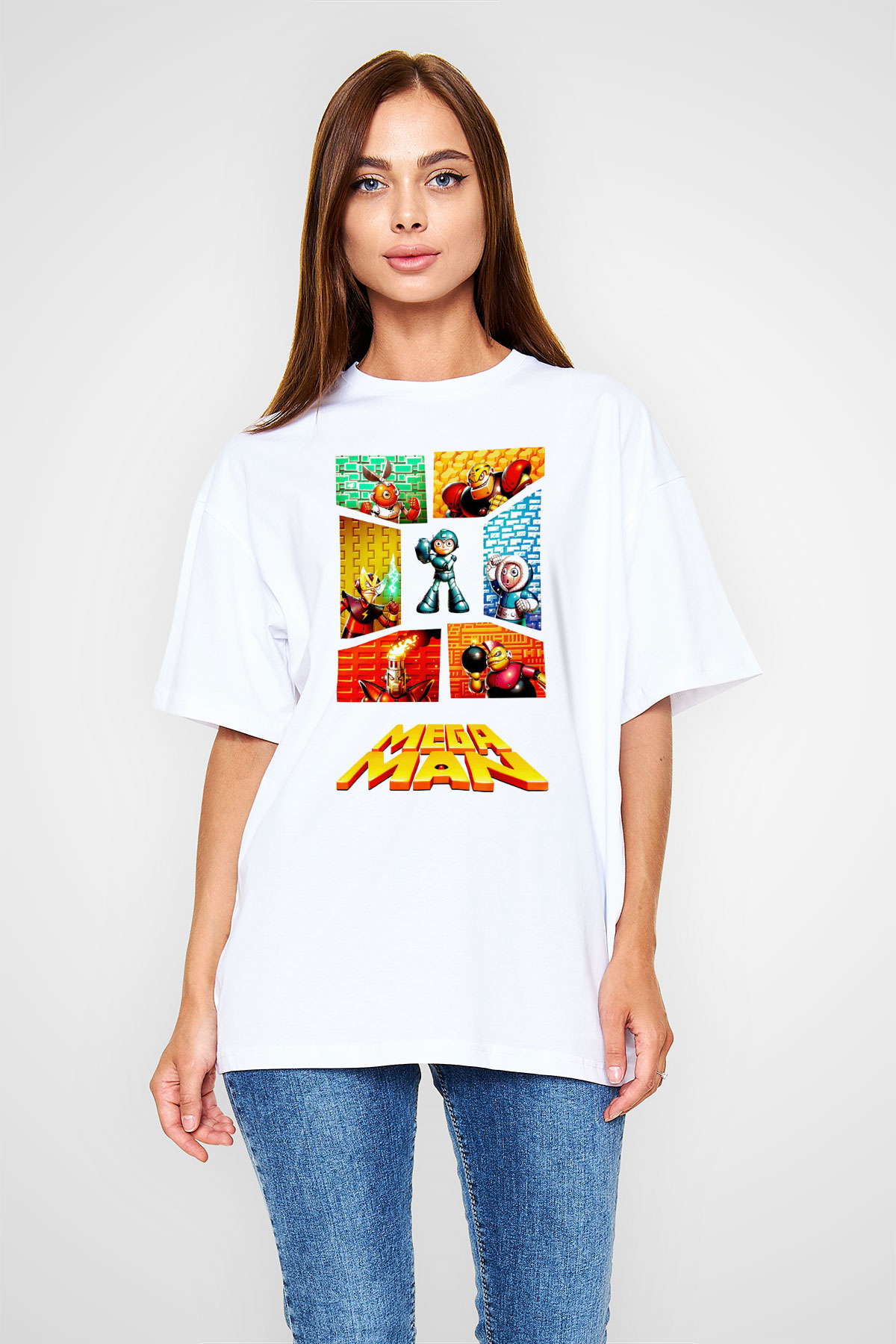 Mega Man Beyaz Unisex Tişört T-Shirt
