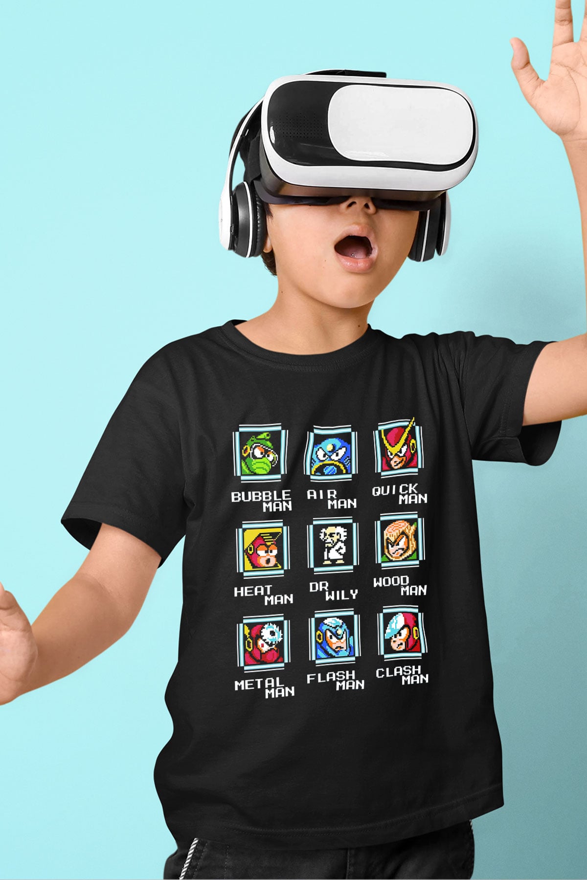 Mega Man Siyah Unisex  Çocuk Tişört