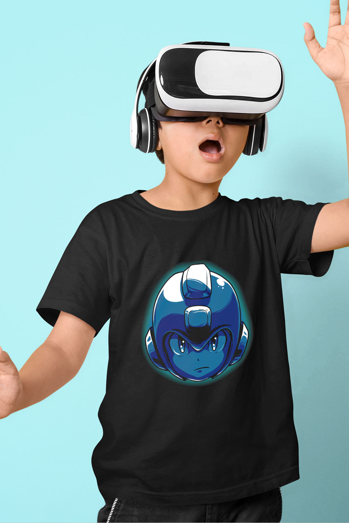 Mega Man Siyah Unisex  Çocuk Tişört
