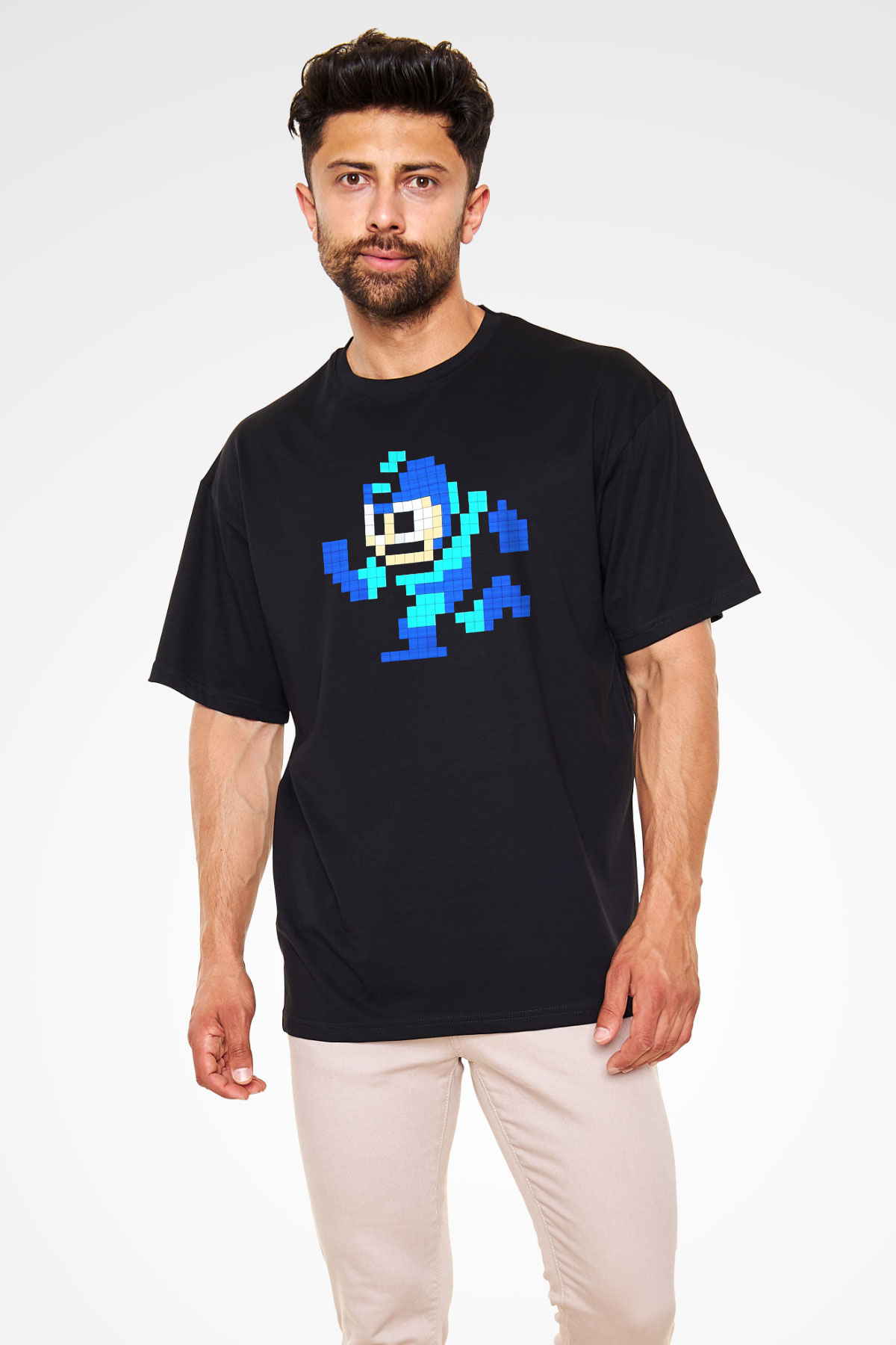 Mega Man Siyah Unisex Oversize Tişört