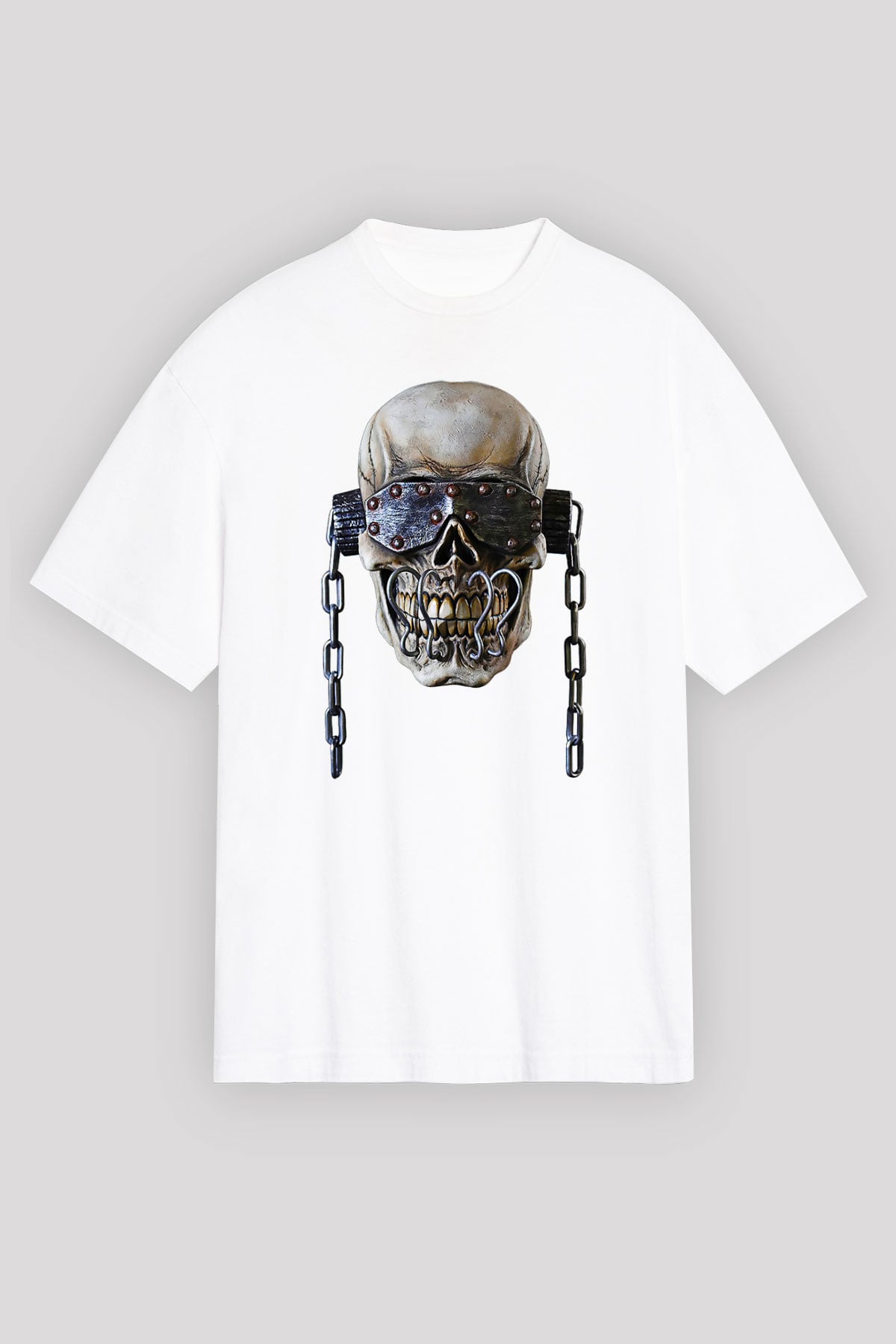 Megadeth Baskılı Beyaz Unisex Oversize Tişört - Tshirt