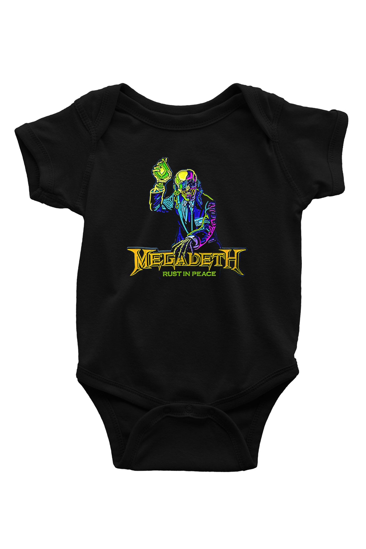 Megadeth Baskılı Unisex Siyah Bebek Body - Zıbın