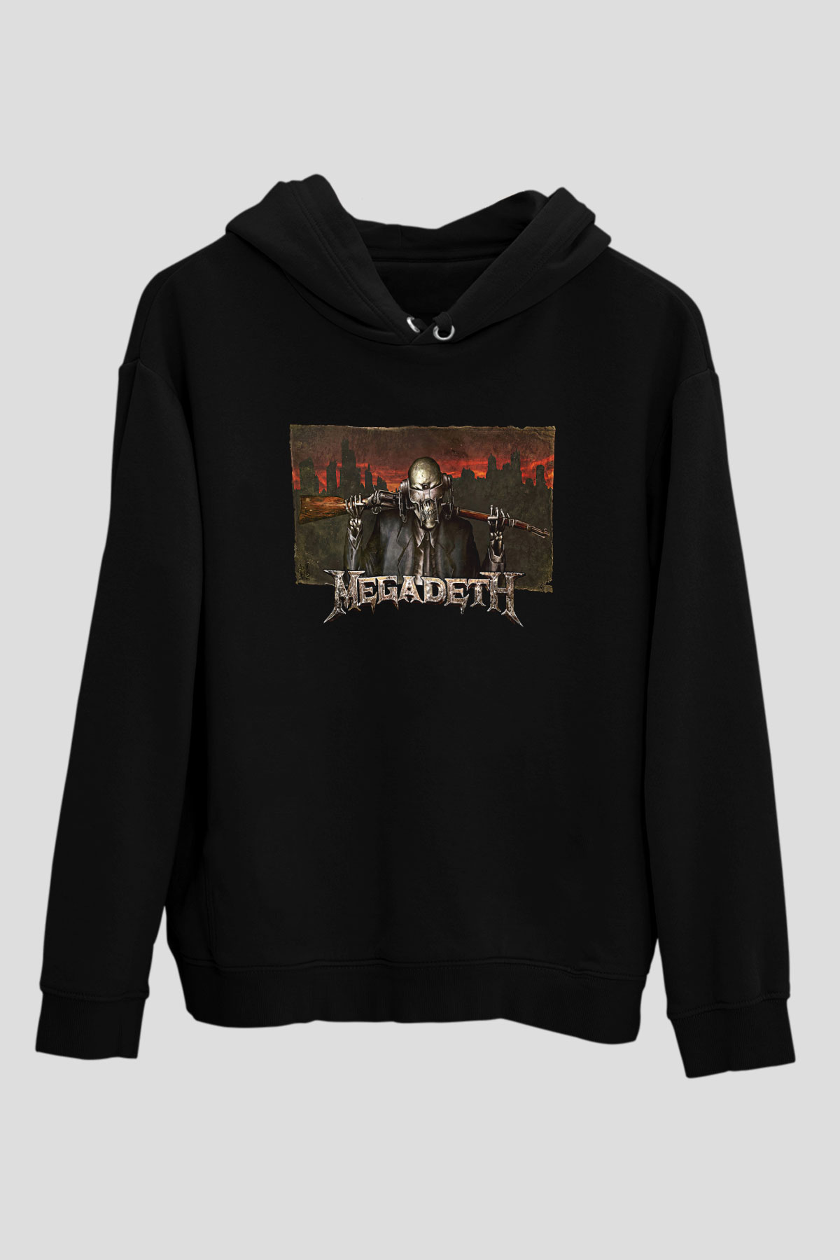 Megadeth Baskılı Unisex Siyah Kapüşonlu Sweatshirt