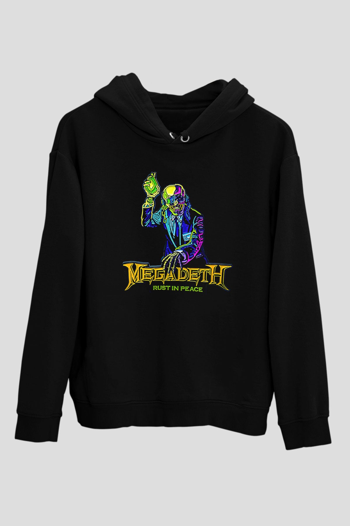 Megadeth Baskılı Unisex Siyah Kapüşonlu Sweatshirt