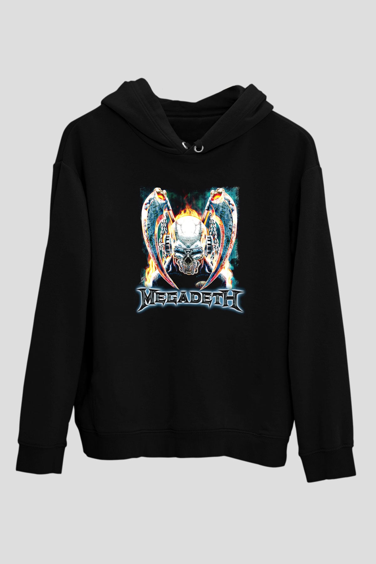Megadeth Baskılı Unisex Siyah Kapüşonlu Sweatshirt