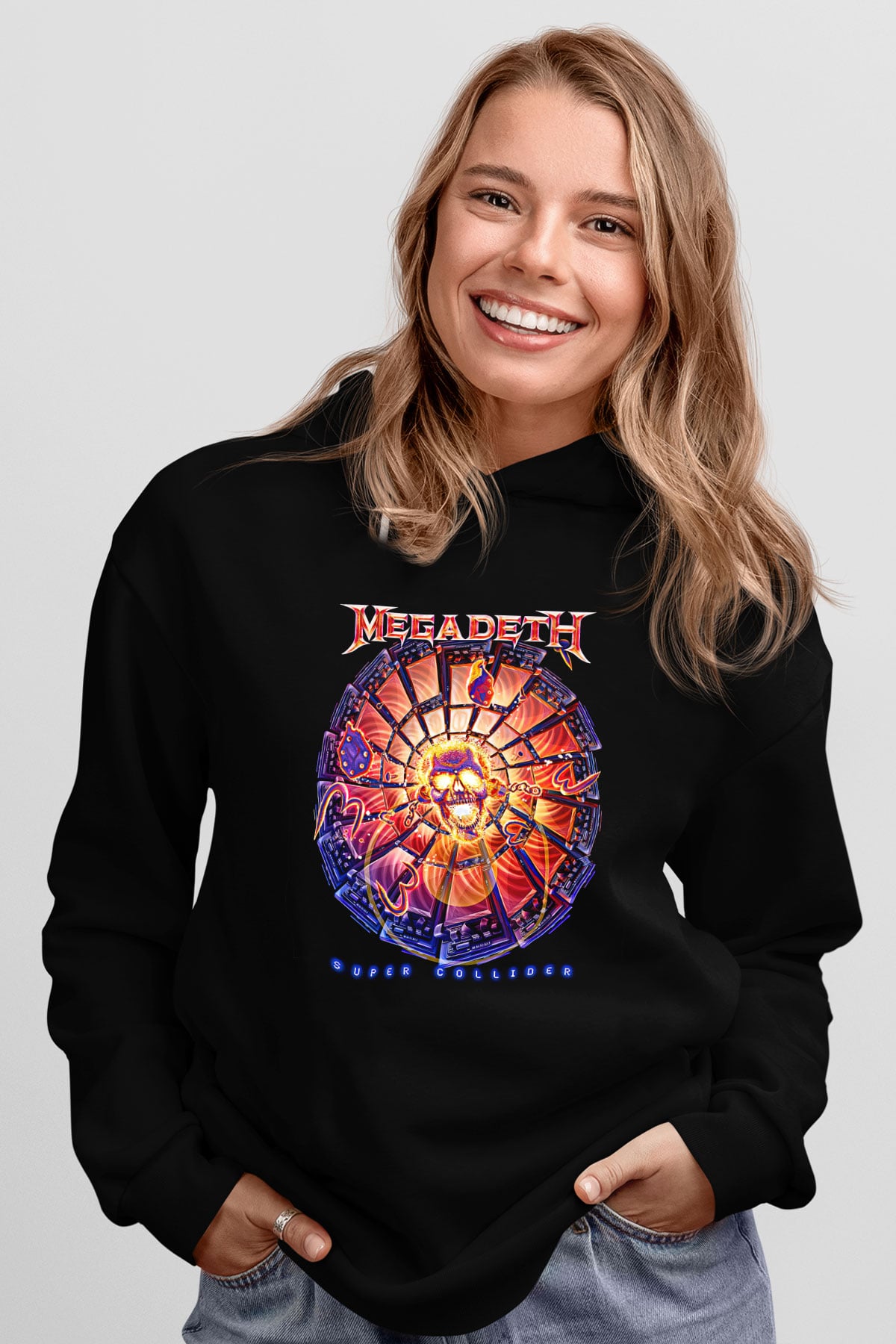 Megadeth Baskılı Unisex Siyah Kapüşonlu Sweatshirt