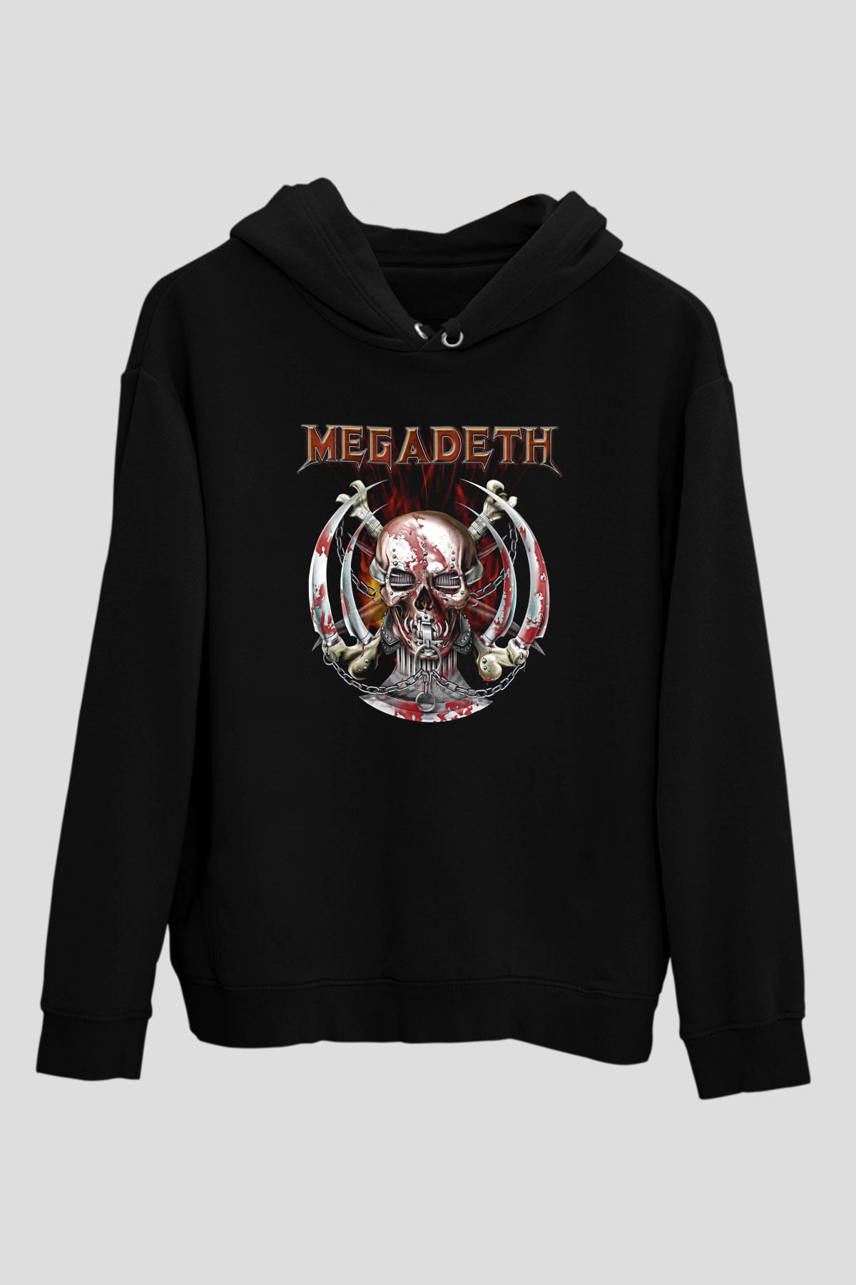 Megadeth Baskılı Unisex Siyah Kapüşonlu Sweatshirt