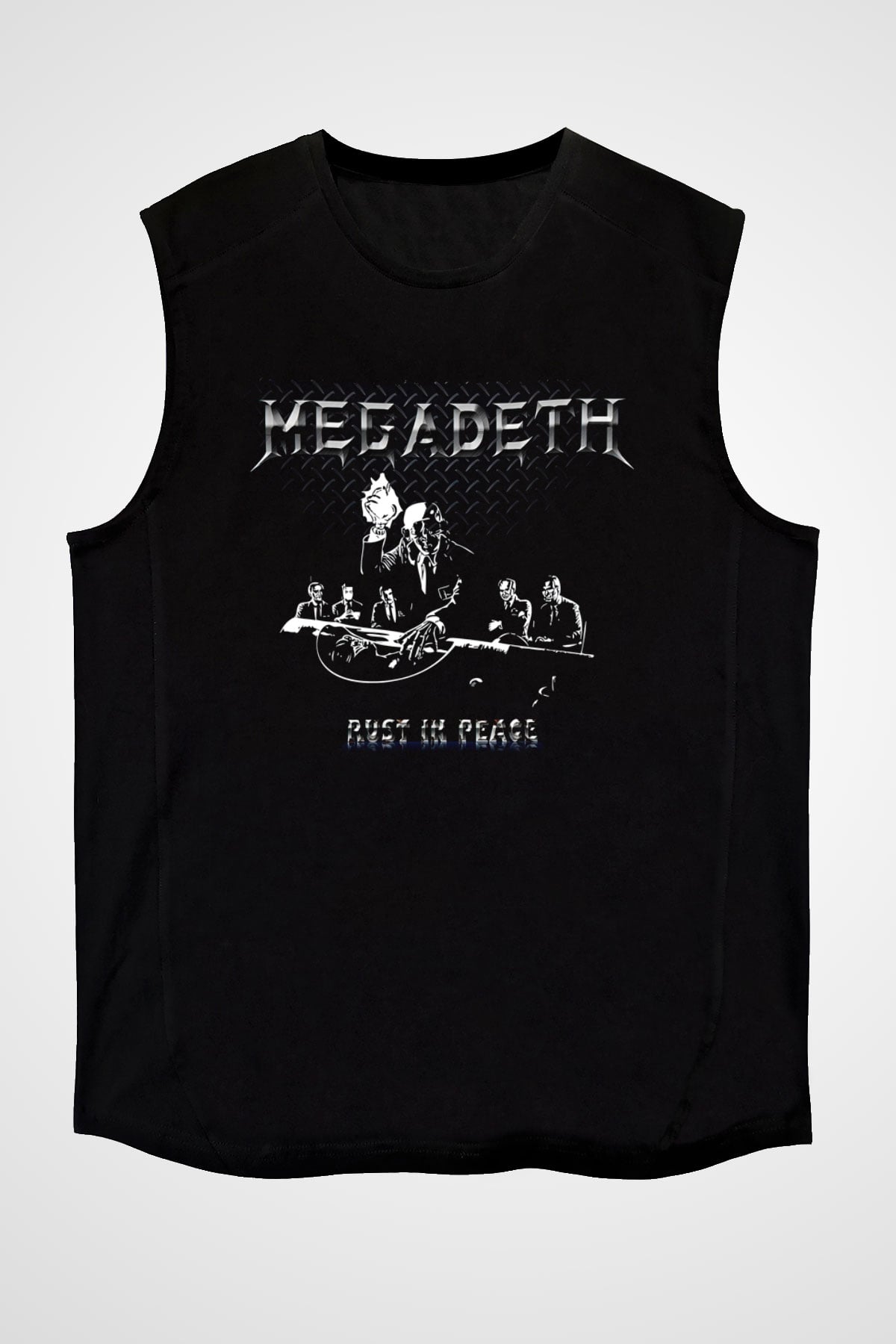 Megadeth Baskılı Unisex Siyah Kolsuz Tişört - Tshirt