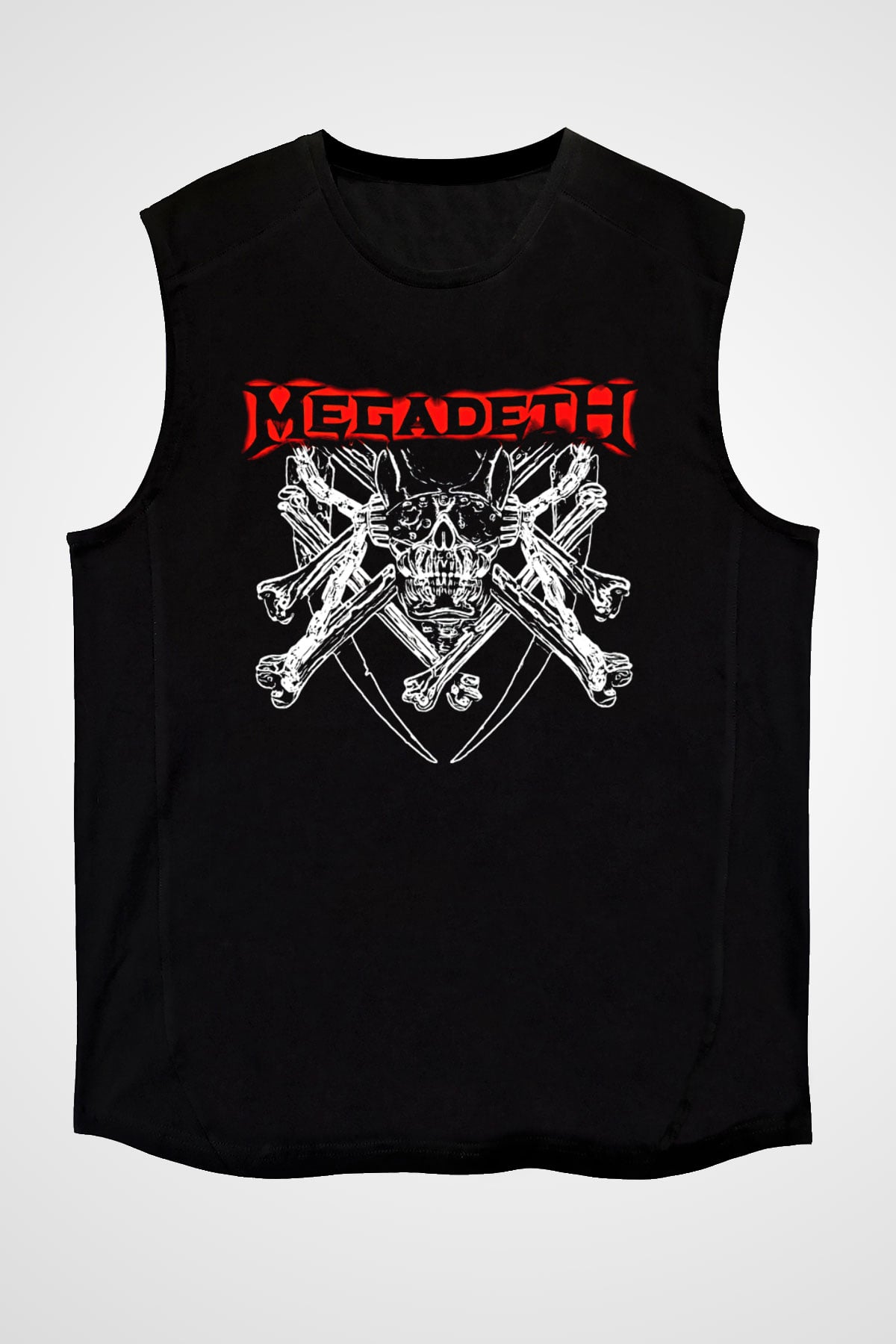 Megadeth Baskılı Unisex Siyah Kolsuz Tişört - Tshirt