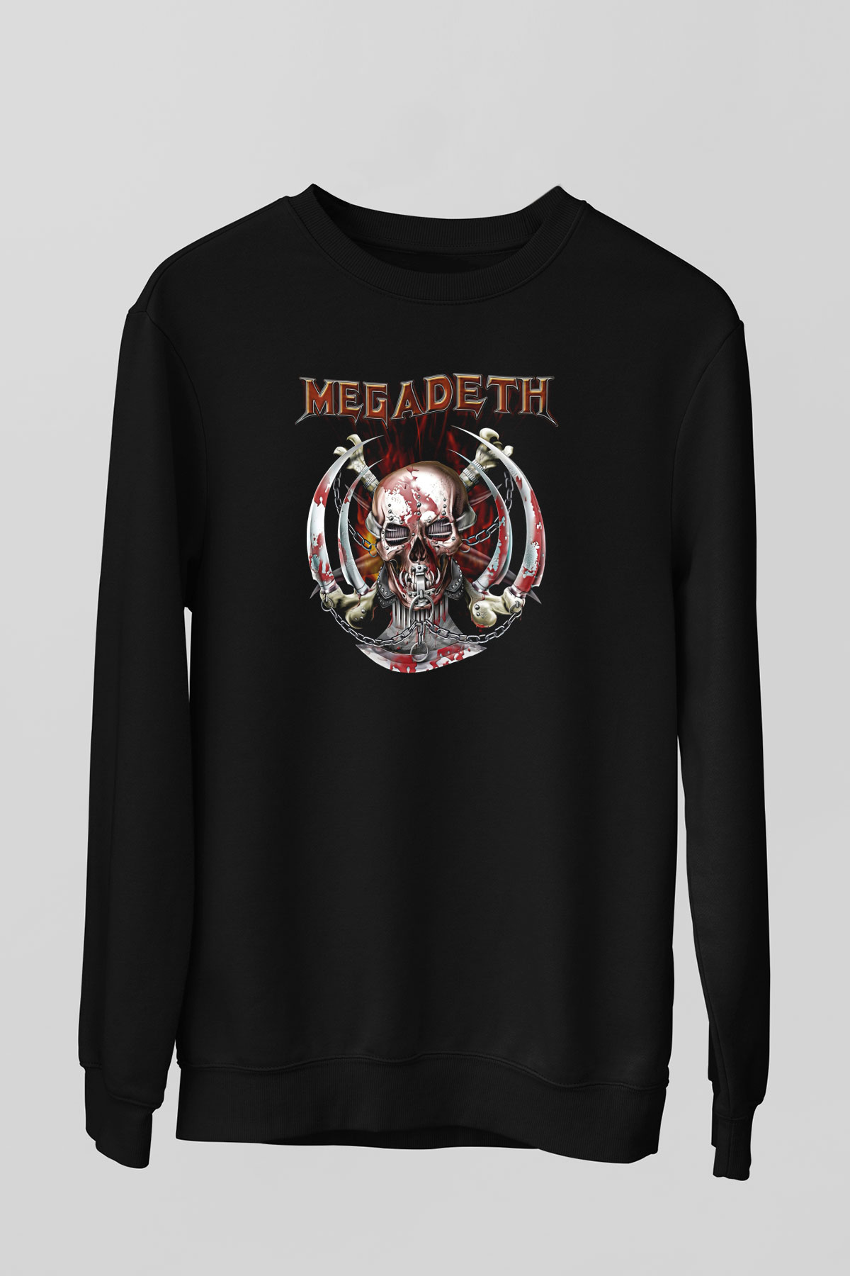 Megadeth Baskılı Unisex Siyah Sweatshirt